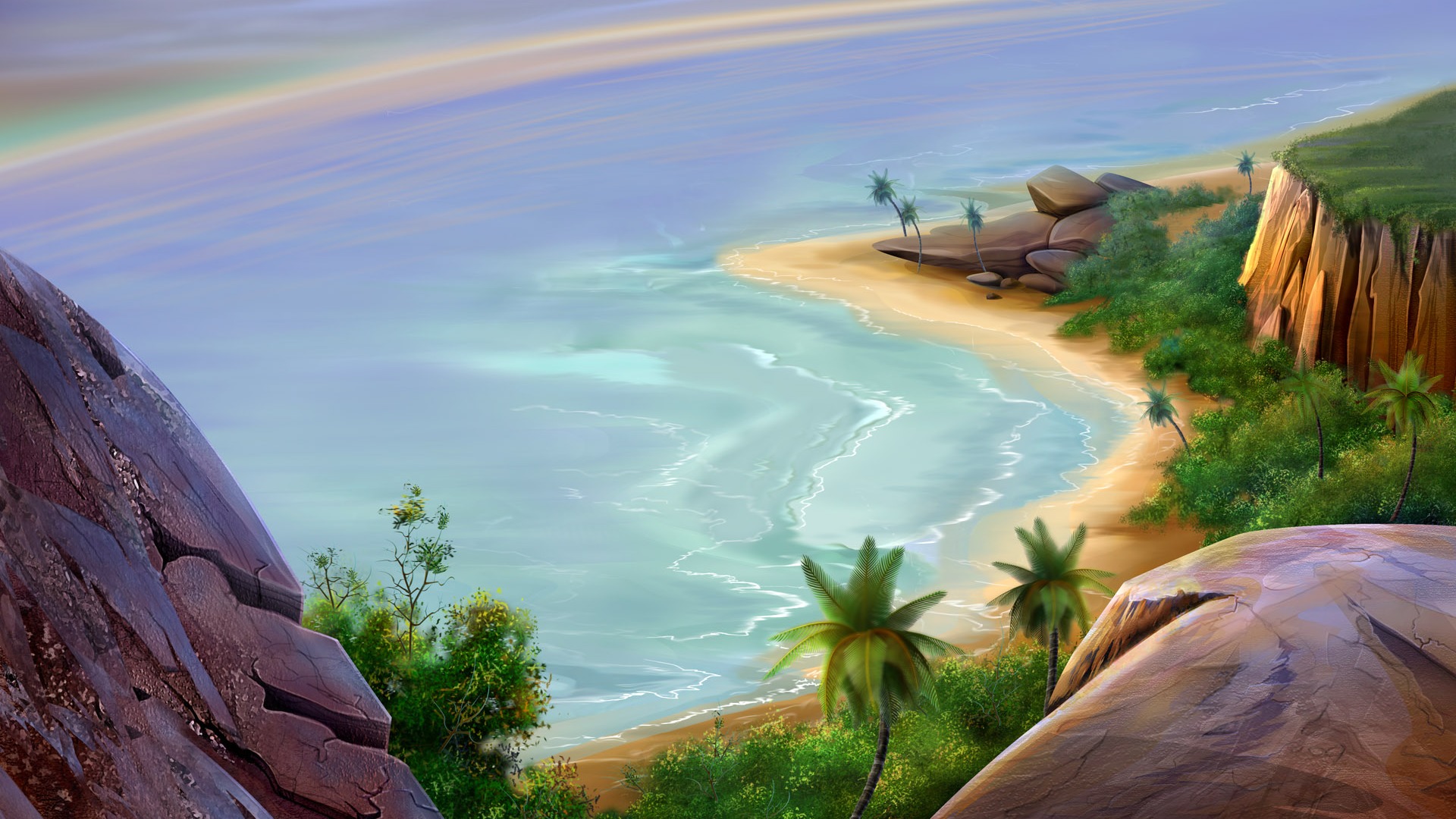 Colorful hand-painted wallpaper landscape ecology (3) #6 - 1920x1080