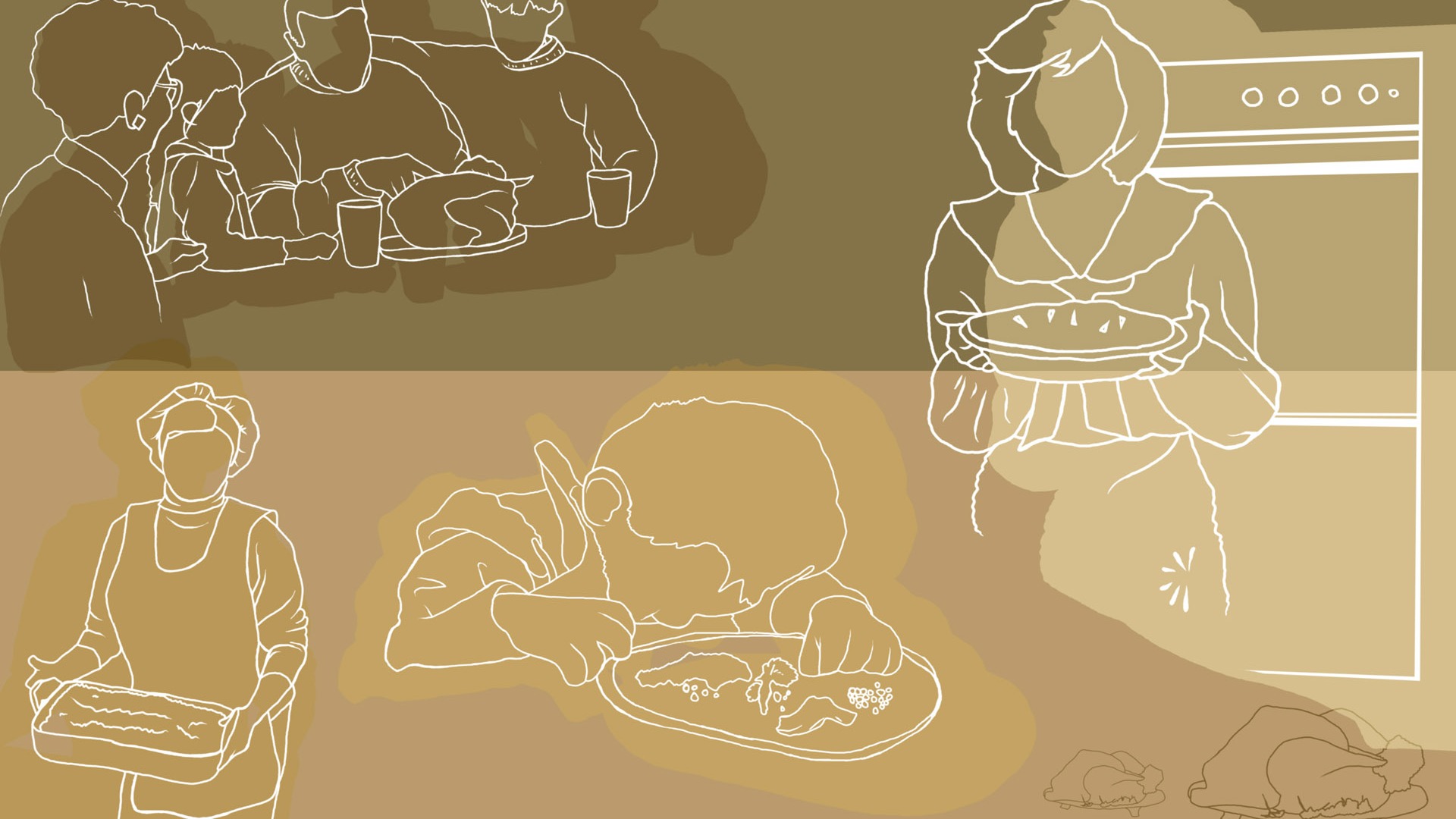 Hand-painted wallpaper line drawing (4) #12 - 1920x1080