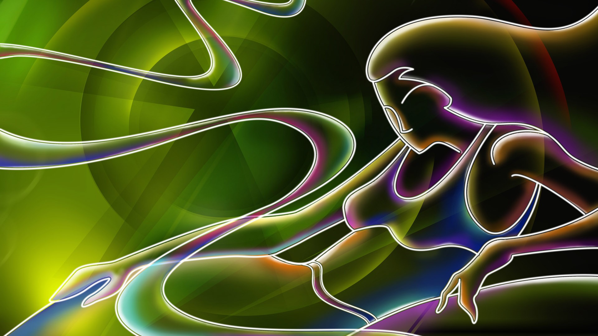 Hand-painted wallpaper line drawing (5) #2 - 1920x1080