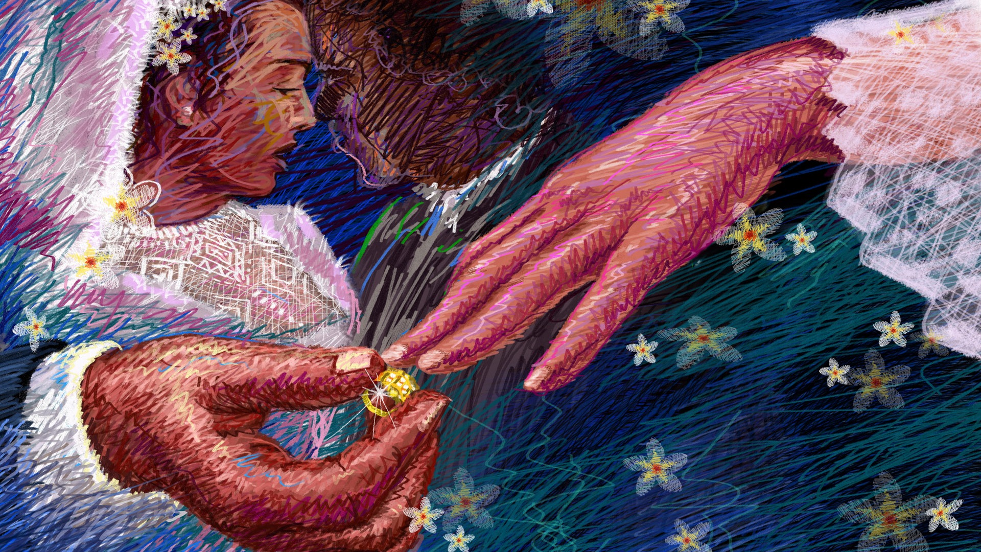 Living hand-painted wallpaper widescreen (2) #11 - 1920x1080