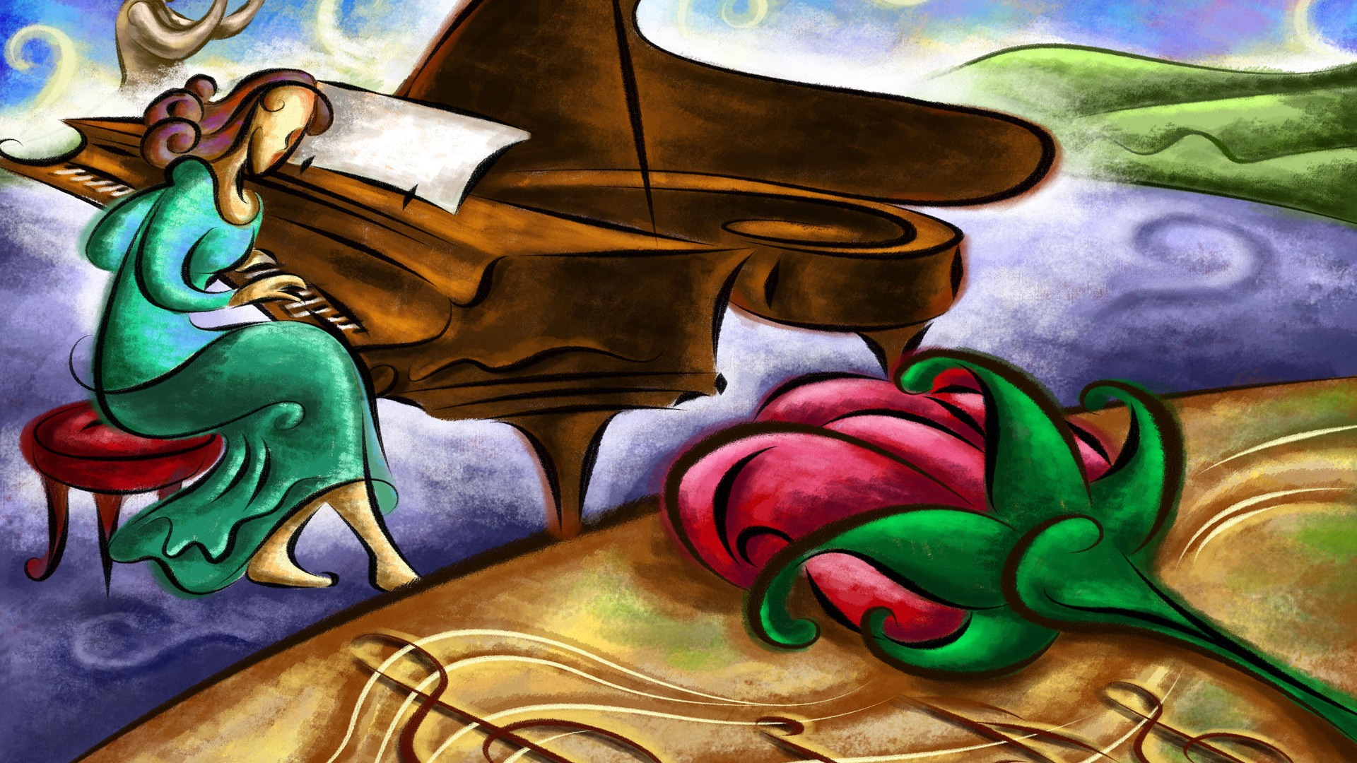 Living hand-painted wallpaper widescreen (8) #12 - 1920x1080