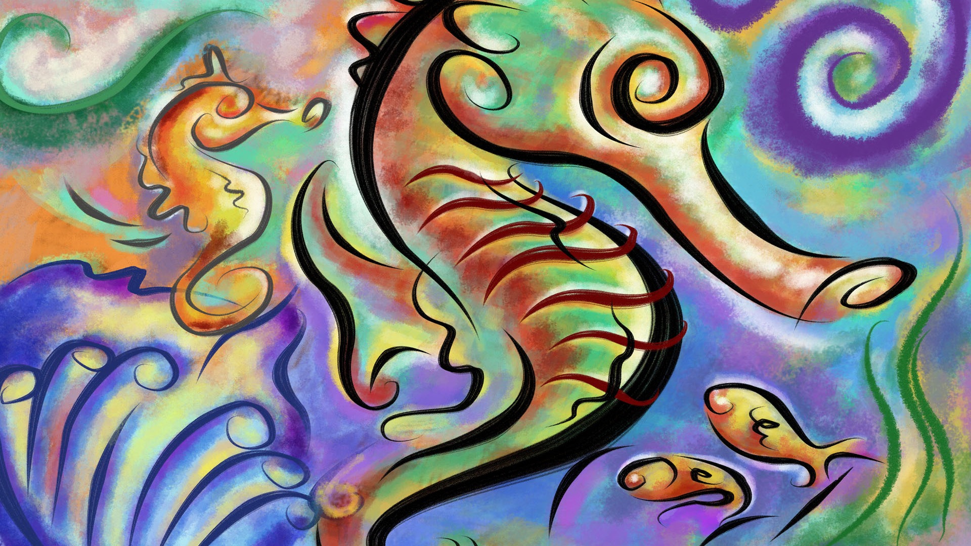Living hand-painted wallpaper widescreen (8) #18 - 1920x1080