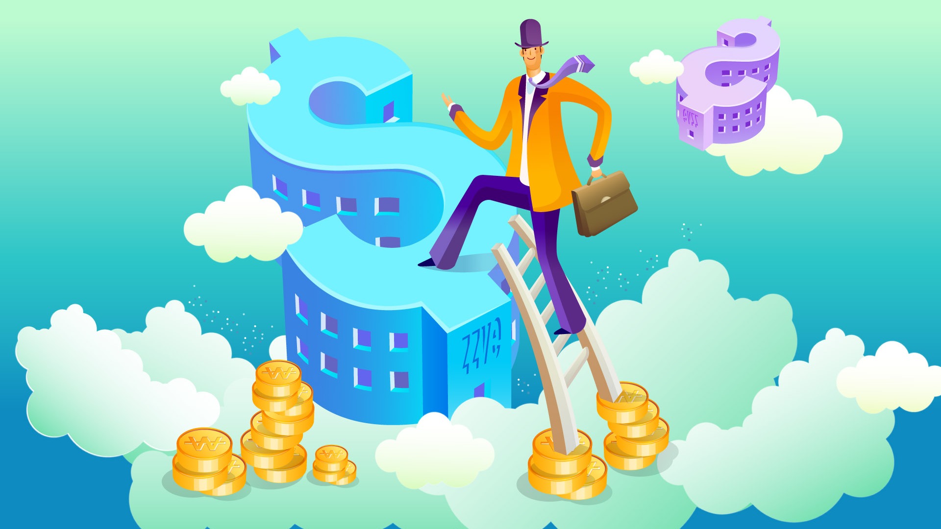 Vector cartoon wallpaper business meaning (1) #8 - 1920x1080