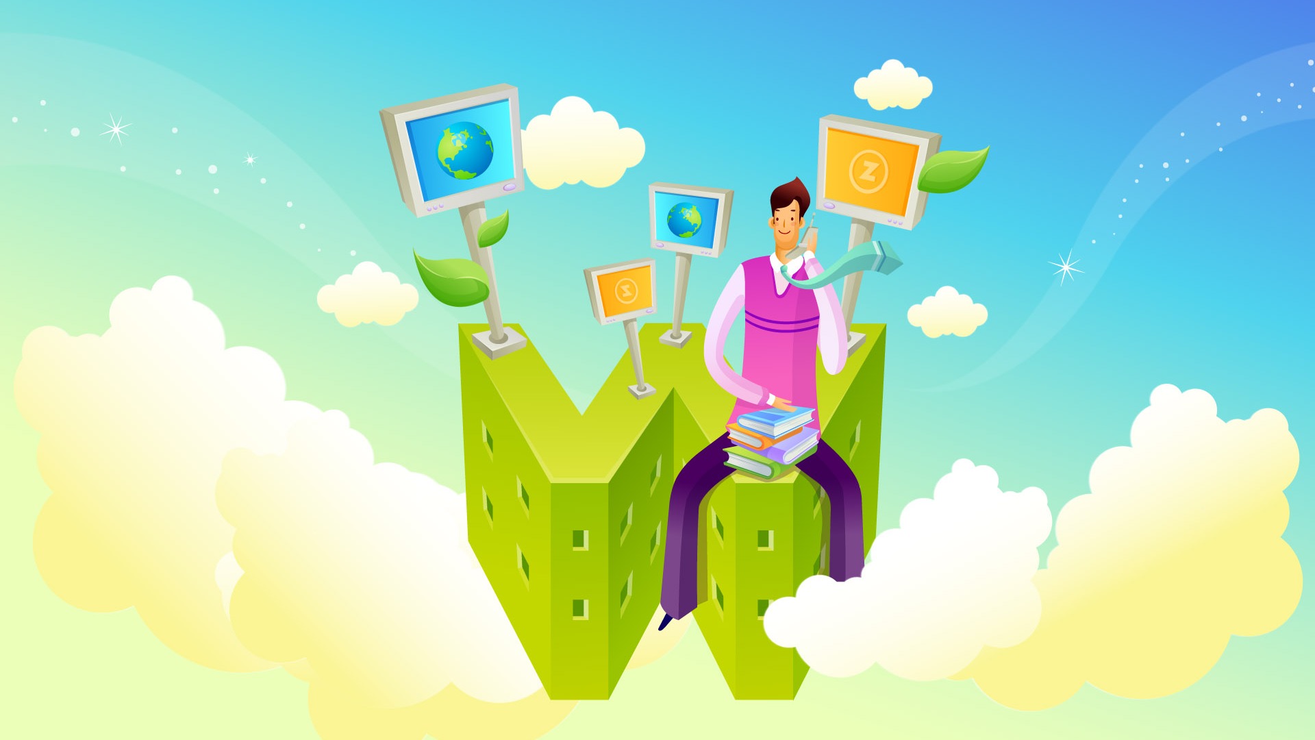 Vector cartoon wallpaper business meaning (1) #10 - 1920x1080