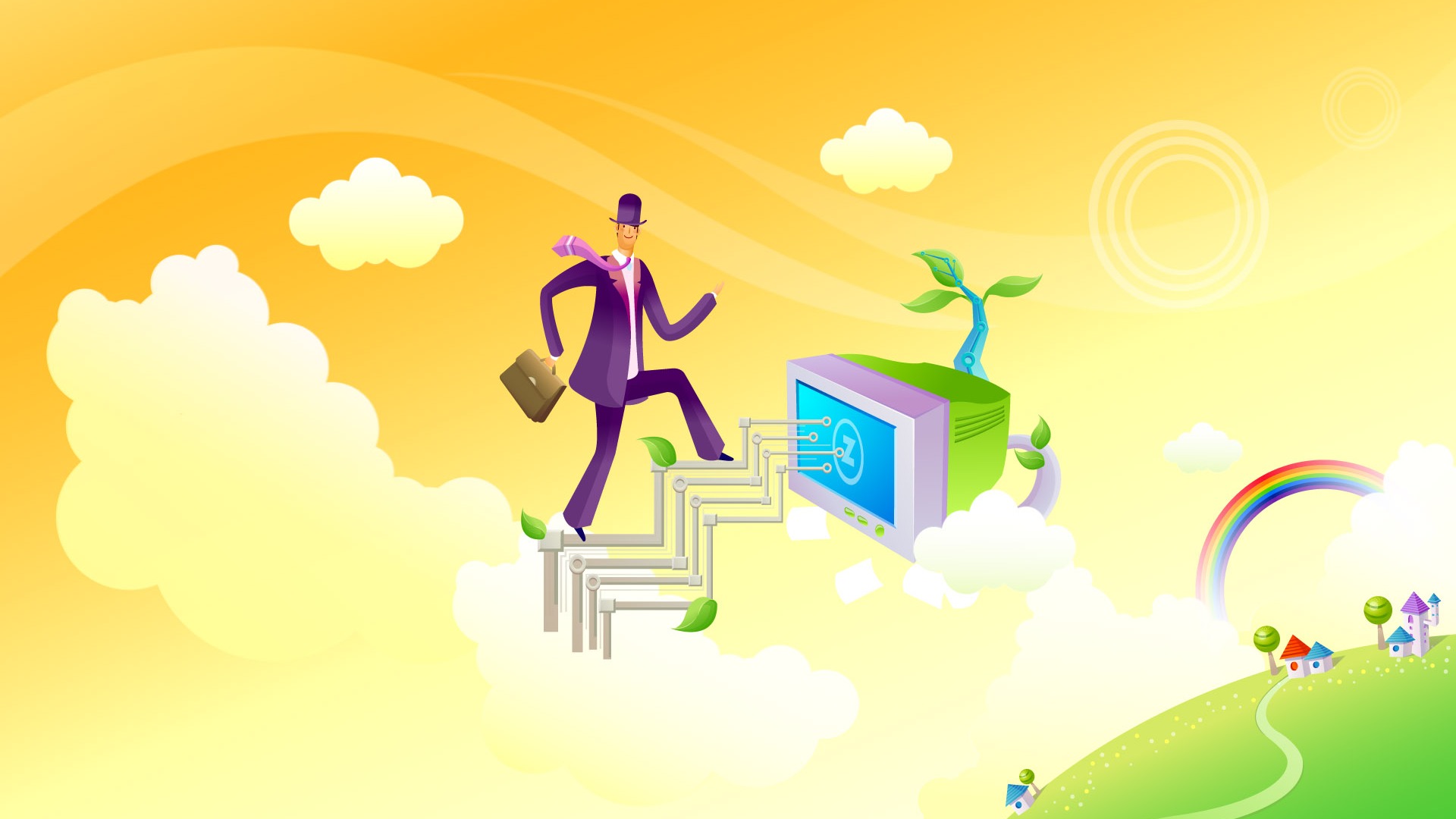 Vector cartoon wallpaper business meaning (1) #19 - 1920x1080