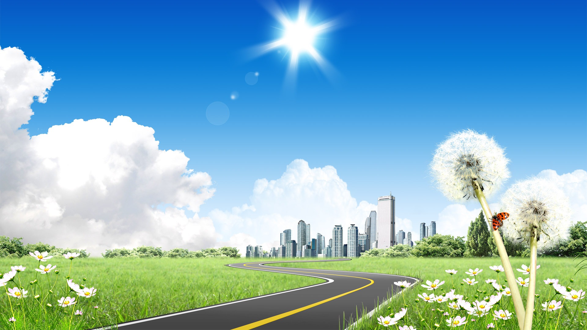 Photoshop sonnigen Sommertag Landschaft Wallpaper (1) #7 - 1920x1080