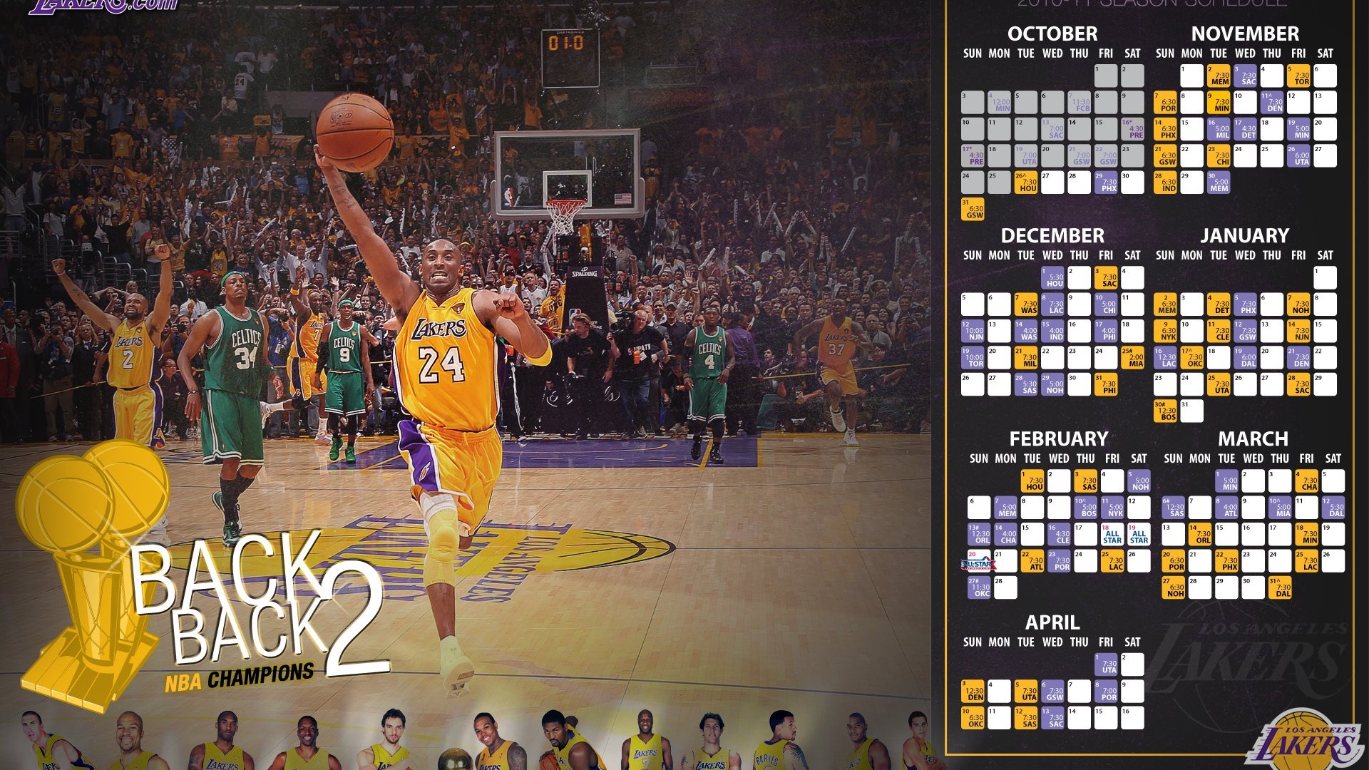 NBA 2010-11 temporada, Los Angeles Lakers Fondo de Pantalla #15 - 1920x1080