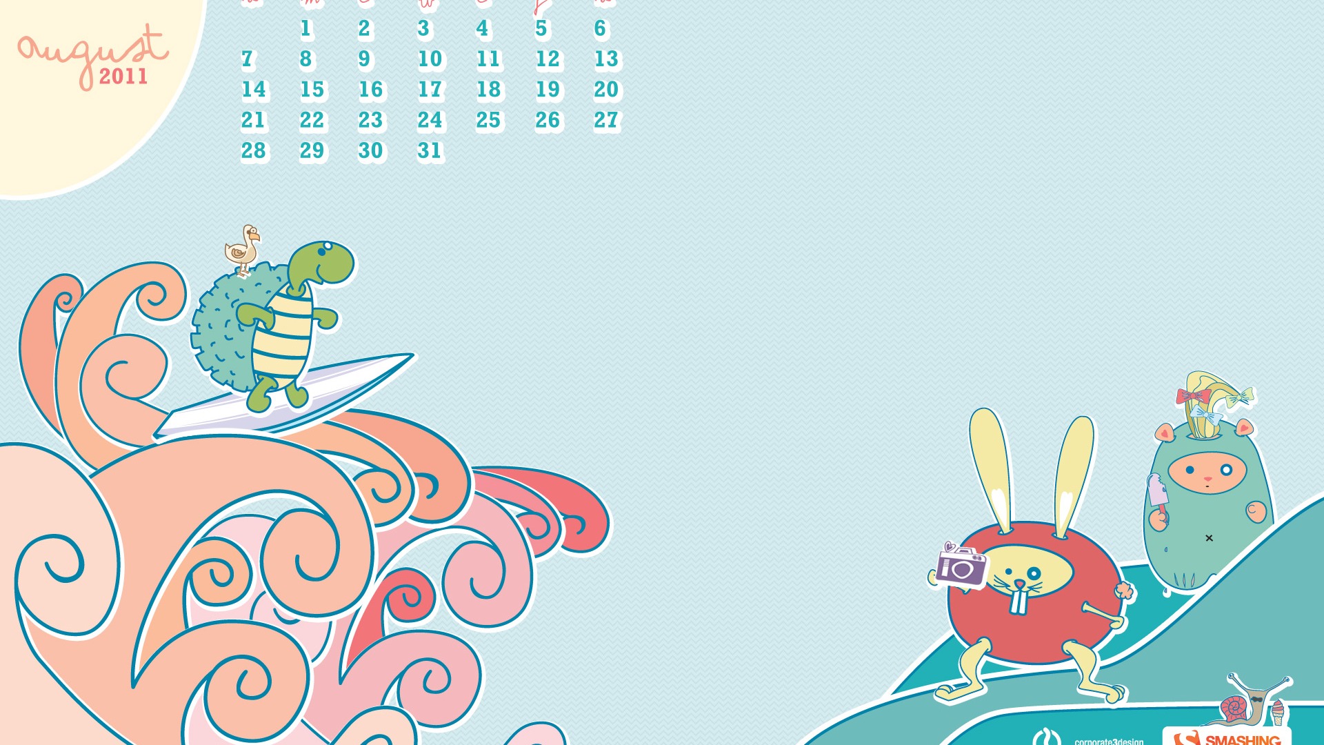 August 2011 calendar wallpaper (1) #18 - 1920x1080