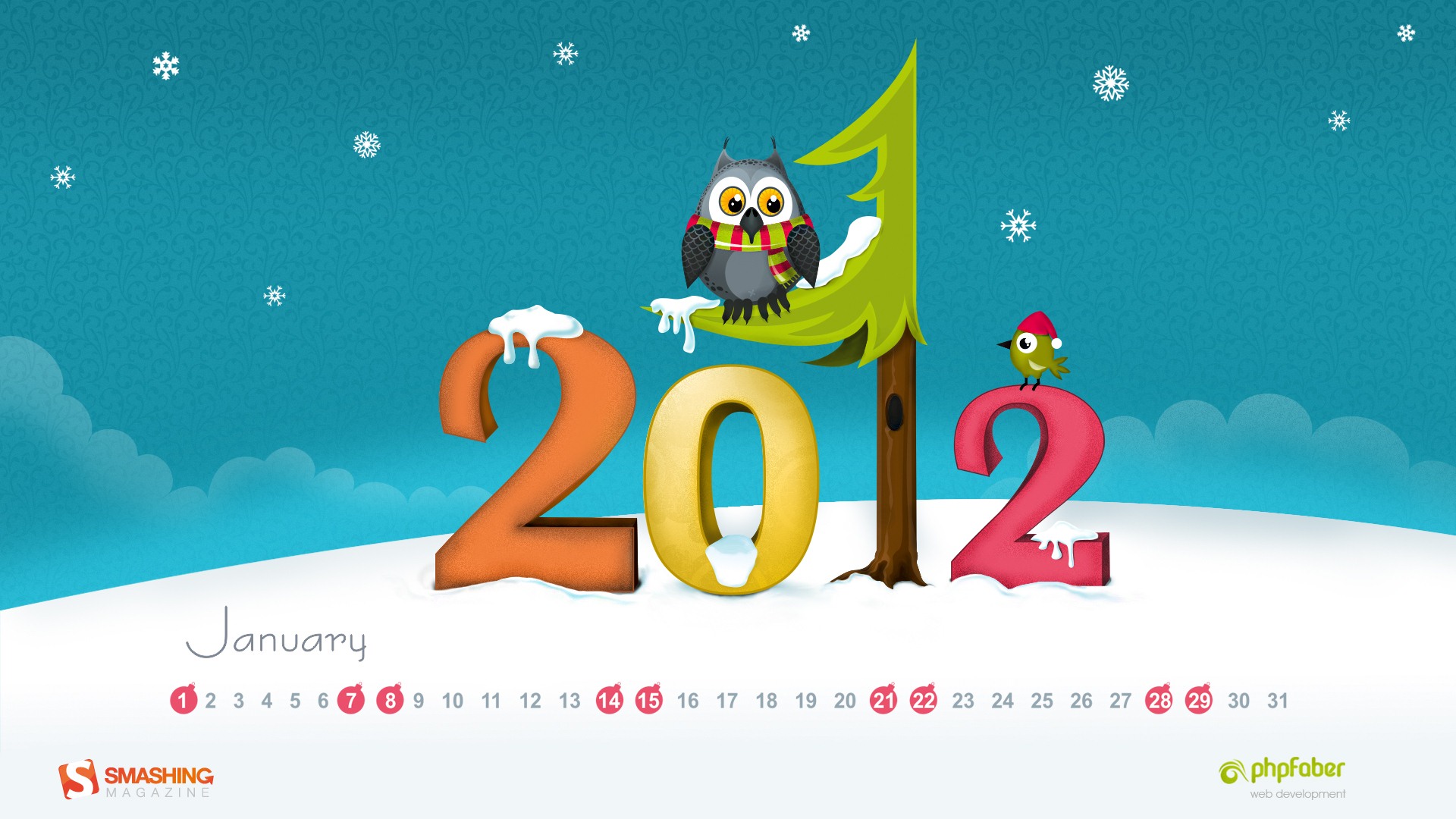 Januar 2012 Kalender Wallpapers #1 - 1920x1080