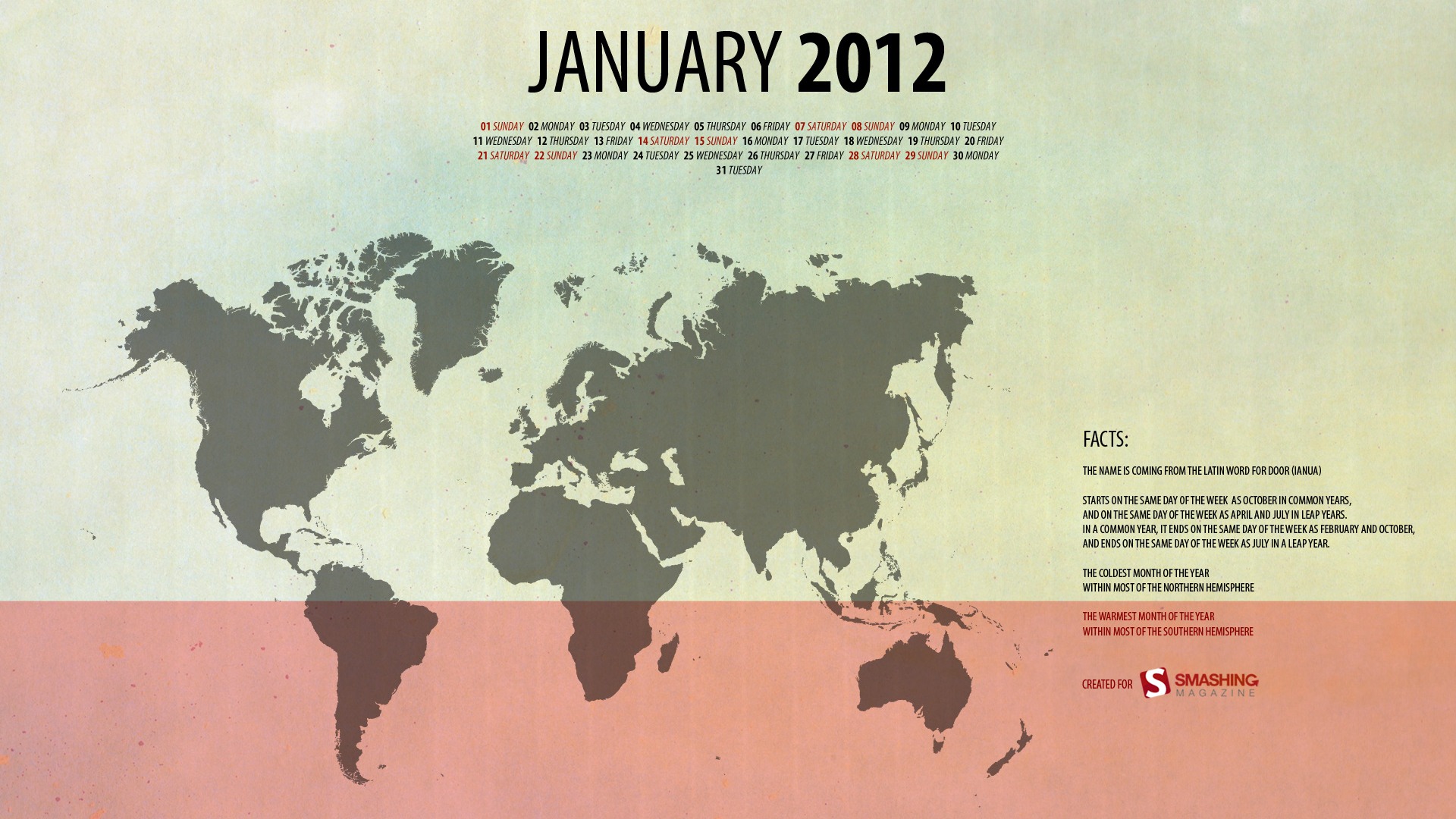 Januar 2012 Kalender Wallpapers #10 - 1920x1080