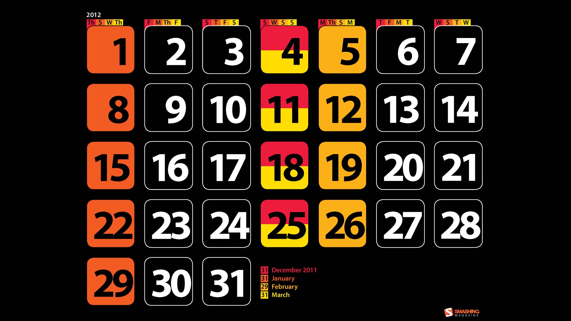 Janvier 2012 Fonds d'écran Calendrier #11 - 1920x1080