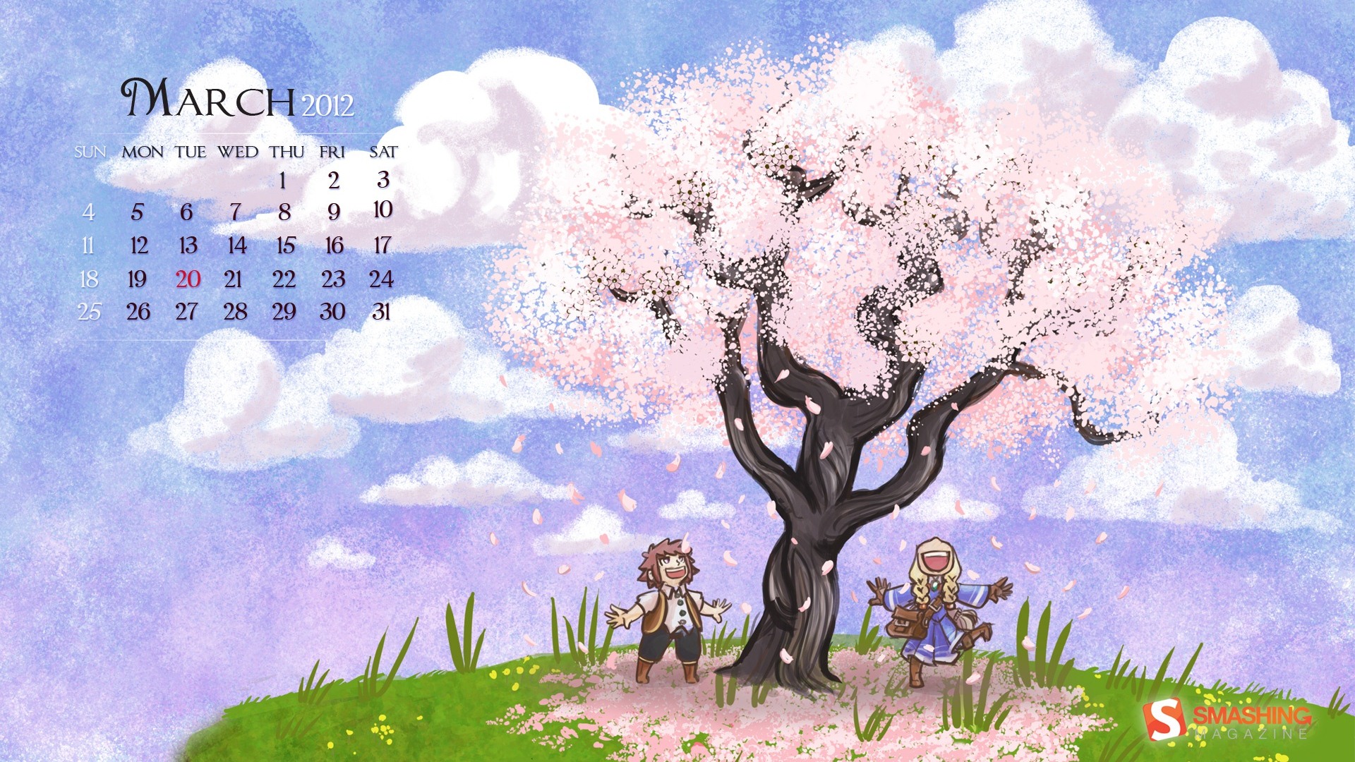 2012年3月カレンダー壁紙 #7 - 1920x1080
