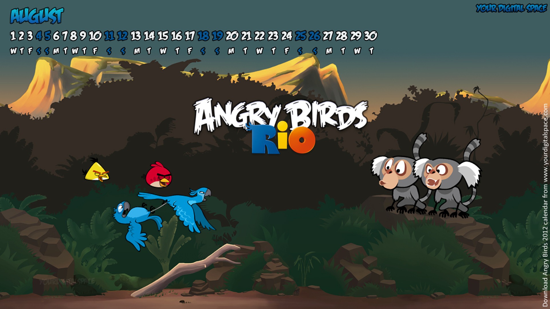 Angry Birds 憤怒的小鳥 2012年年曆壁紙 #3 - 1920x1080