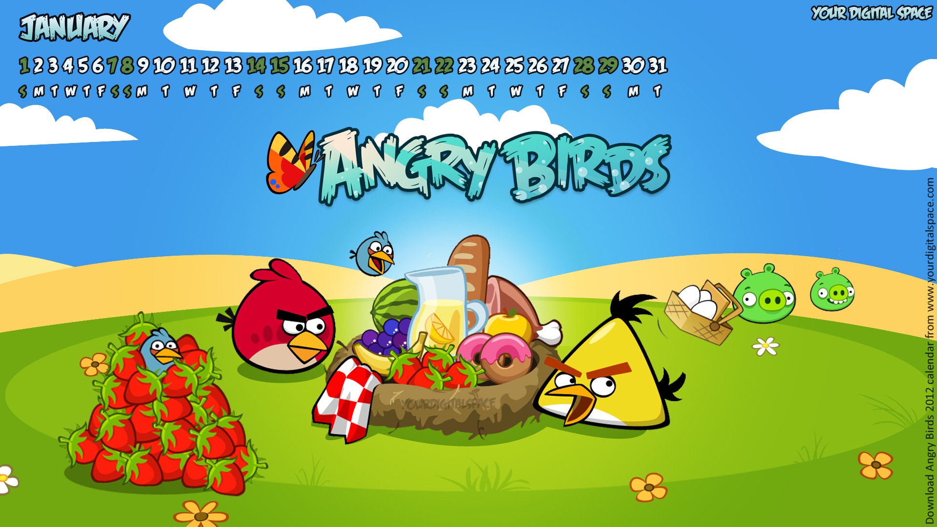 Angry Birds 2012 Kalendář tapeta #5 - 1920x1080