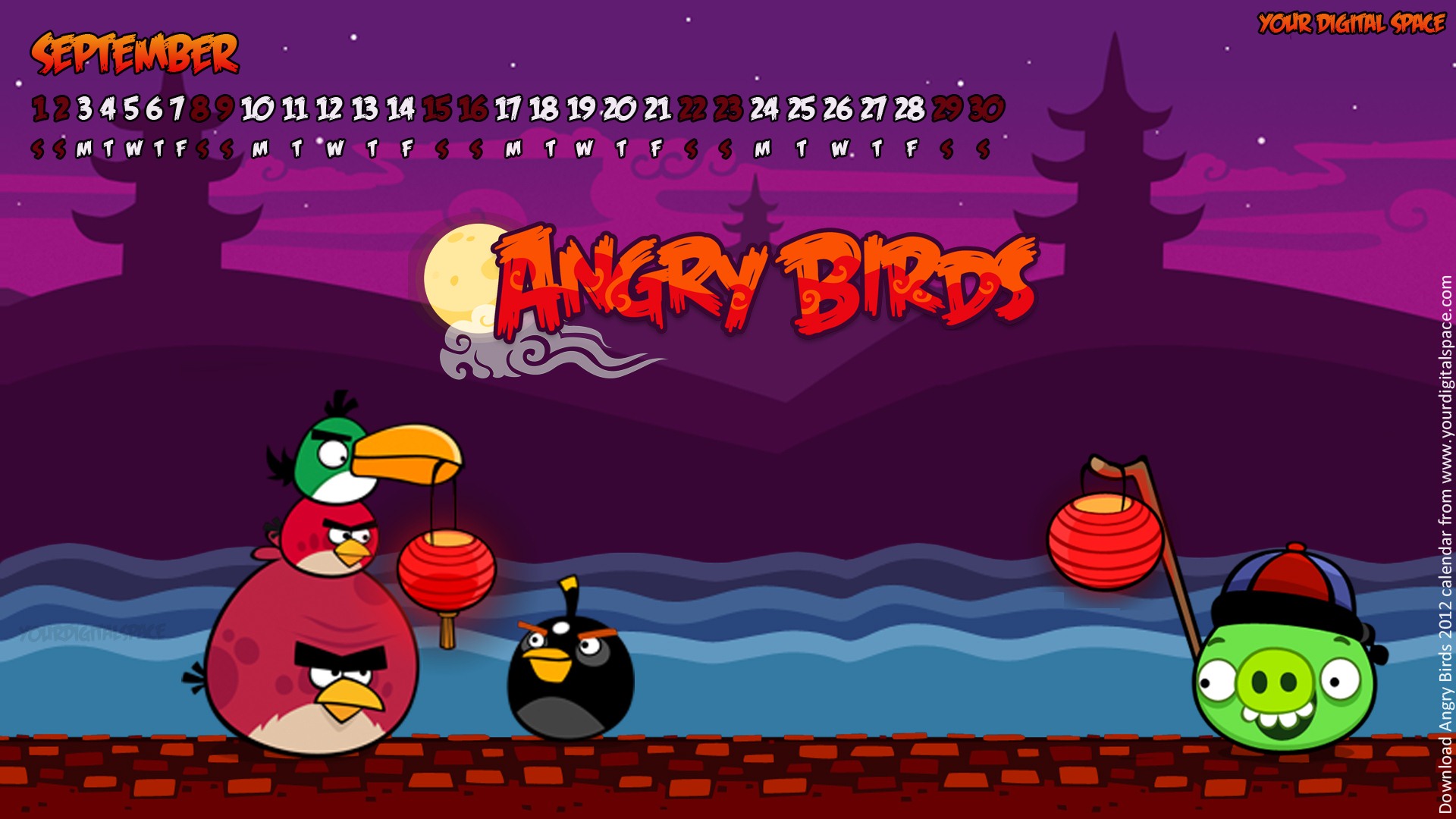 Angry Birds 2012 calendario fondos de escritorio #12 - 1920x1080