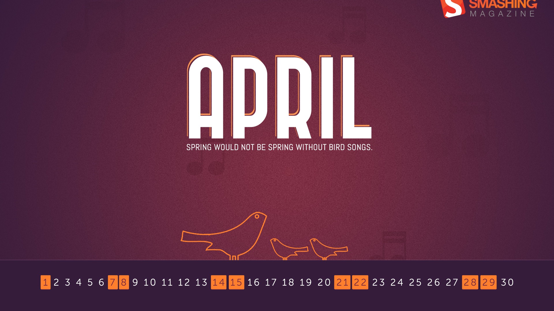 April 2012 Kalender Wallpaper (1) #7 - 1920x1080