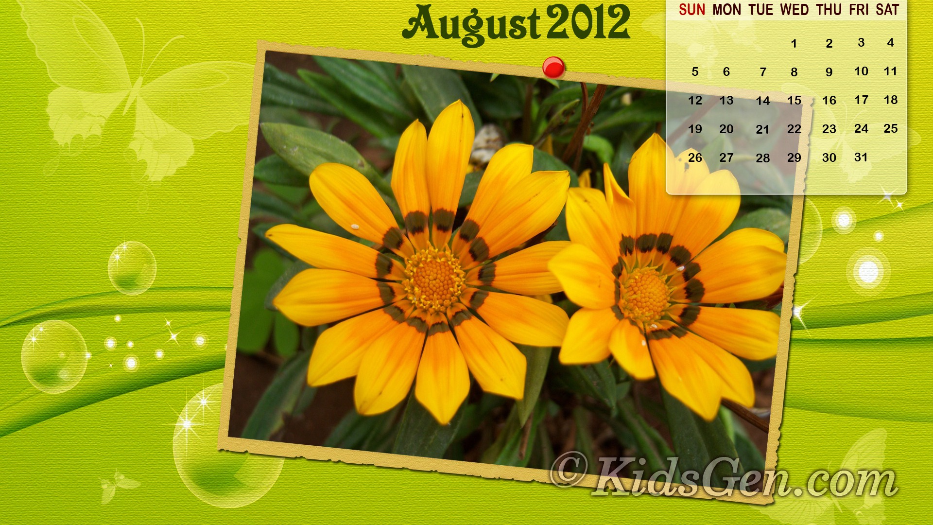 August 2012 Calendar wallpapers (2) #13 - 1920x1080