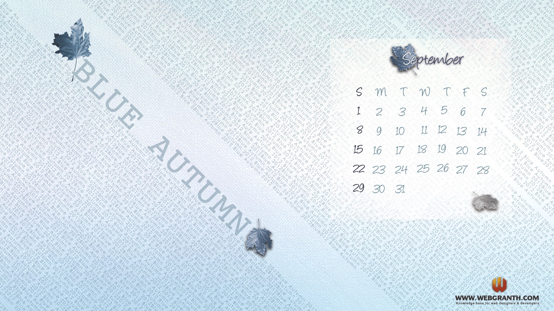 2012年9月 月曆壁紙(一) #12 - 1920x1080