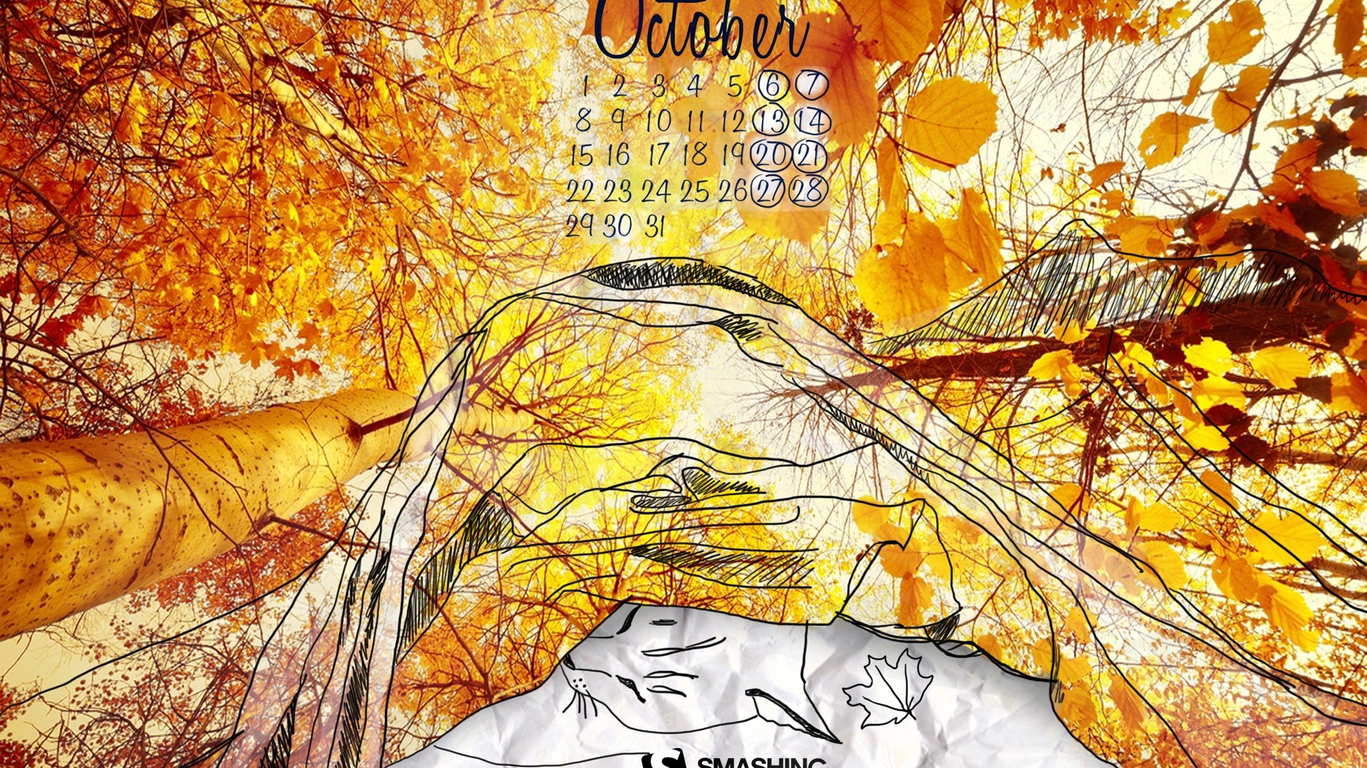 Octobre 2012 Calendar Wallpaper (1) #1 - 1920x1080