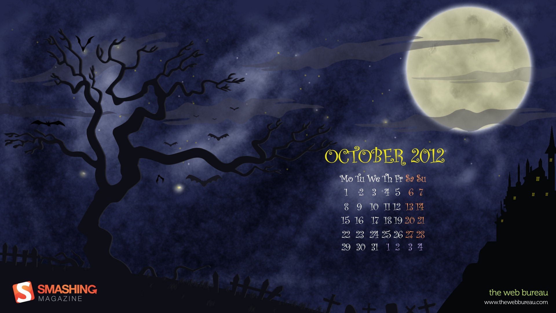 Octobre 2012 Calendar Wallpaper (1) #18 - 1920x1080
