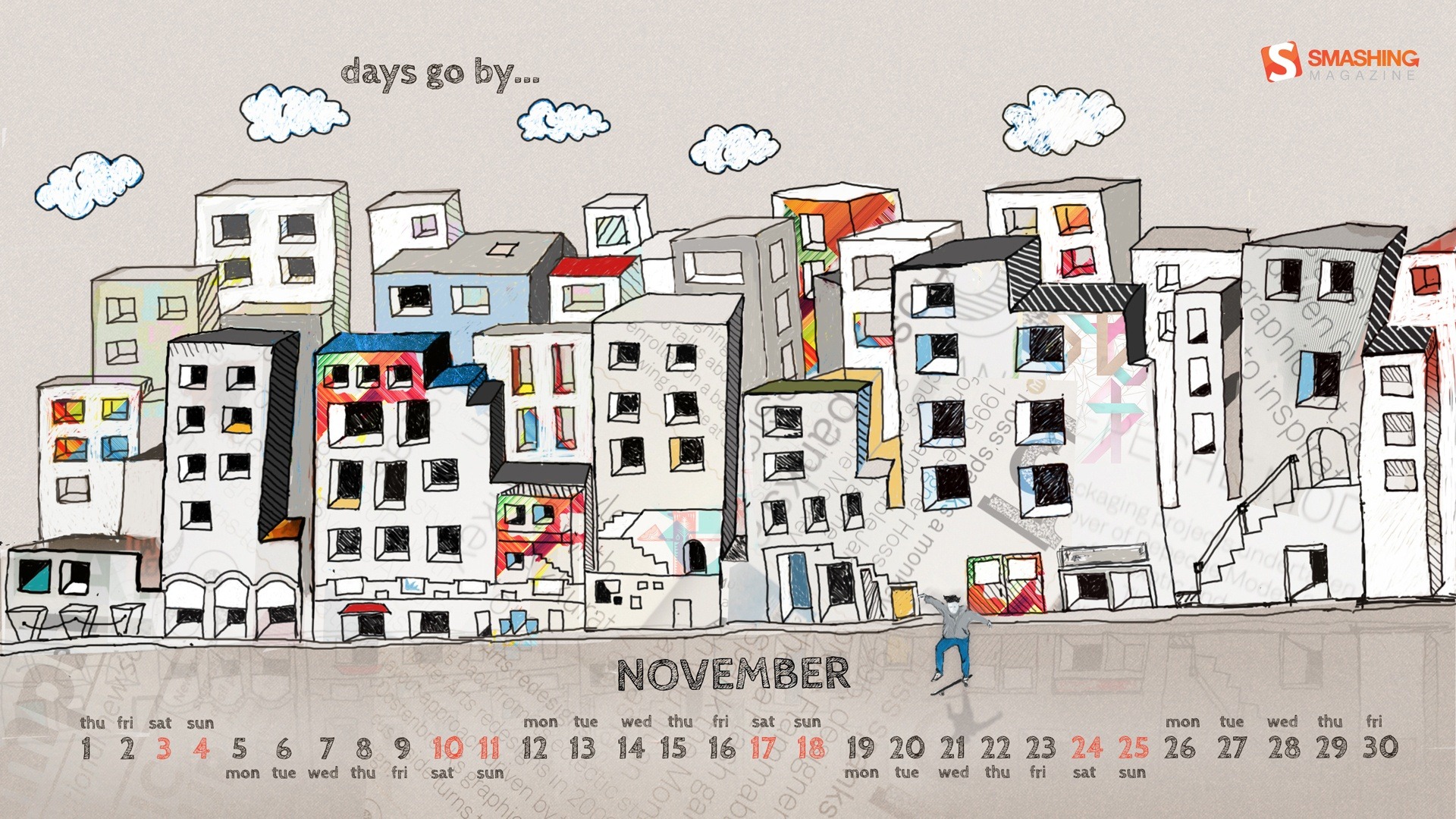 2012年11月カレンダー壁紙（1） #14 - 1920x1080