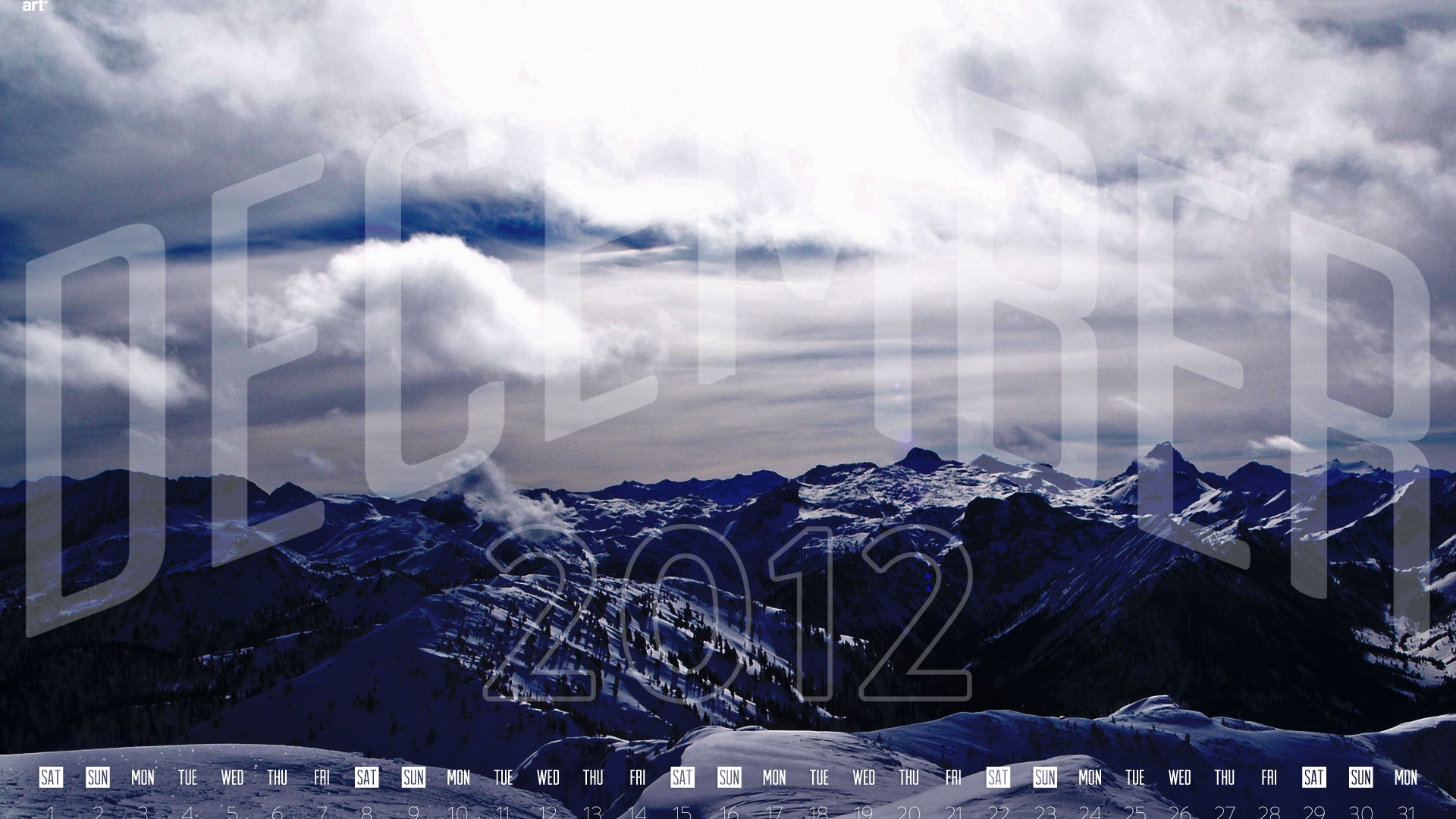 2012年12月 月曆壁紙(一) #6 - 1920x1080