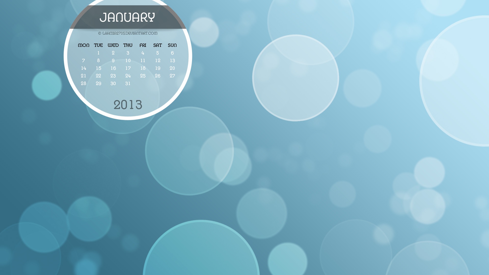 2013年1月 月历壁纸(一)9 - 1920x1080