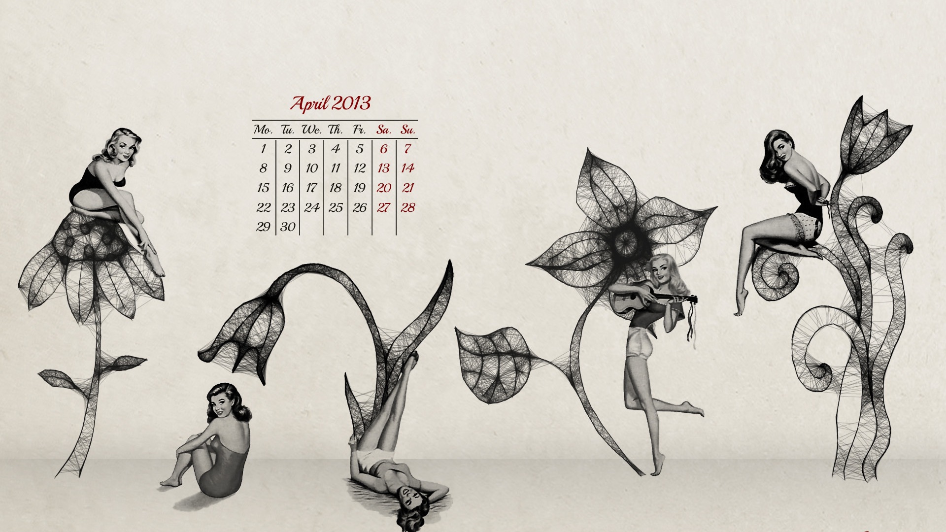 2013年4月 月曆壁紙(一) #24 - 1920x1080