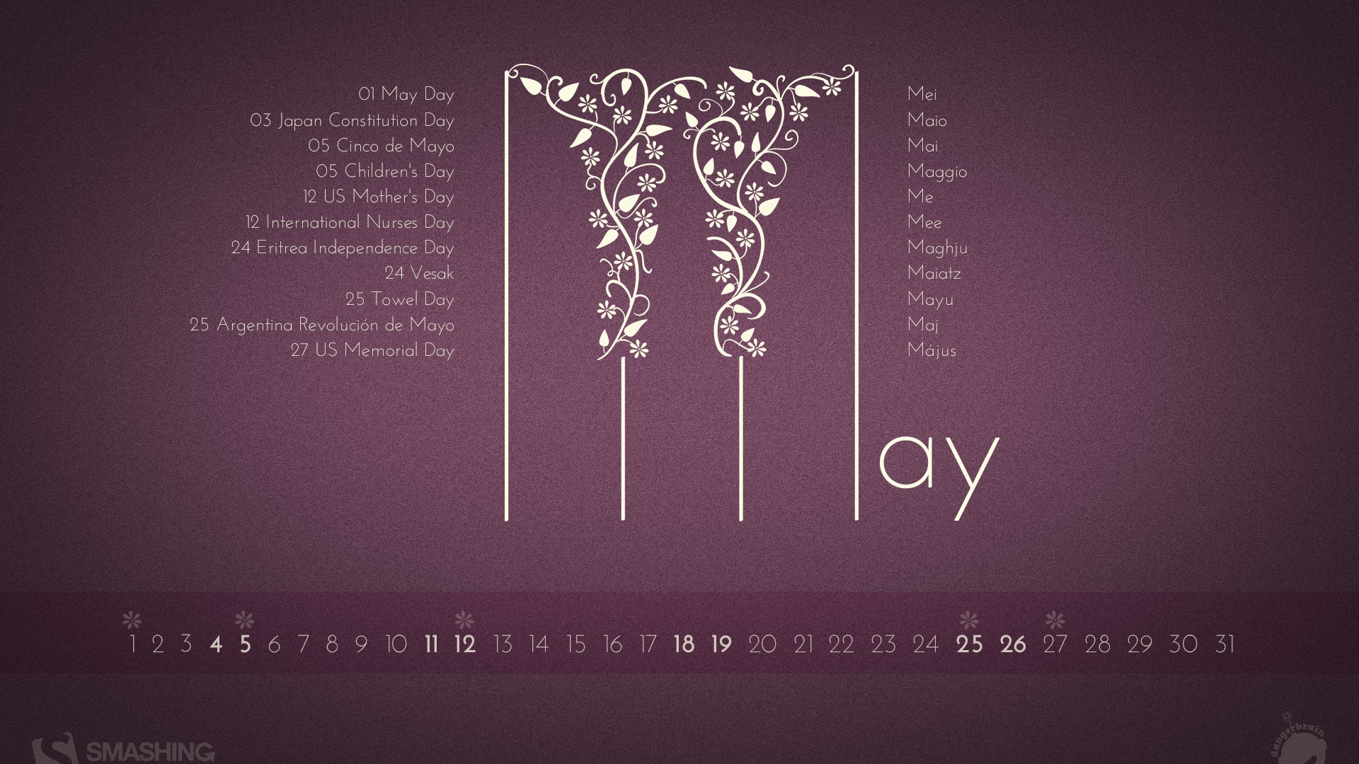 2013年5月 月曆壁紙(一) #18 - 1920x1080
