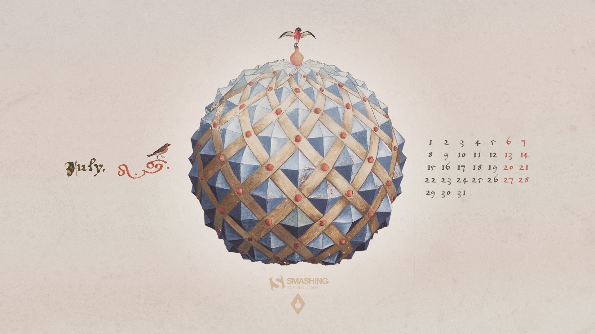 2013年7月 月曆壁紙(二) #12 - 1920x1080