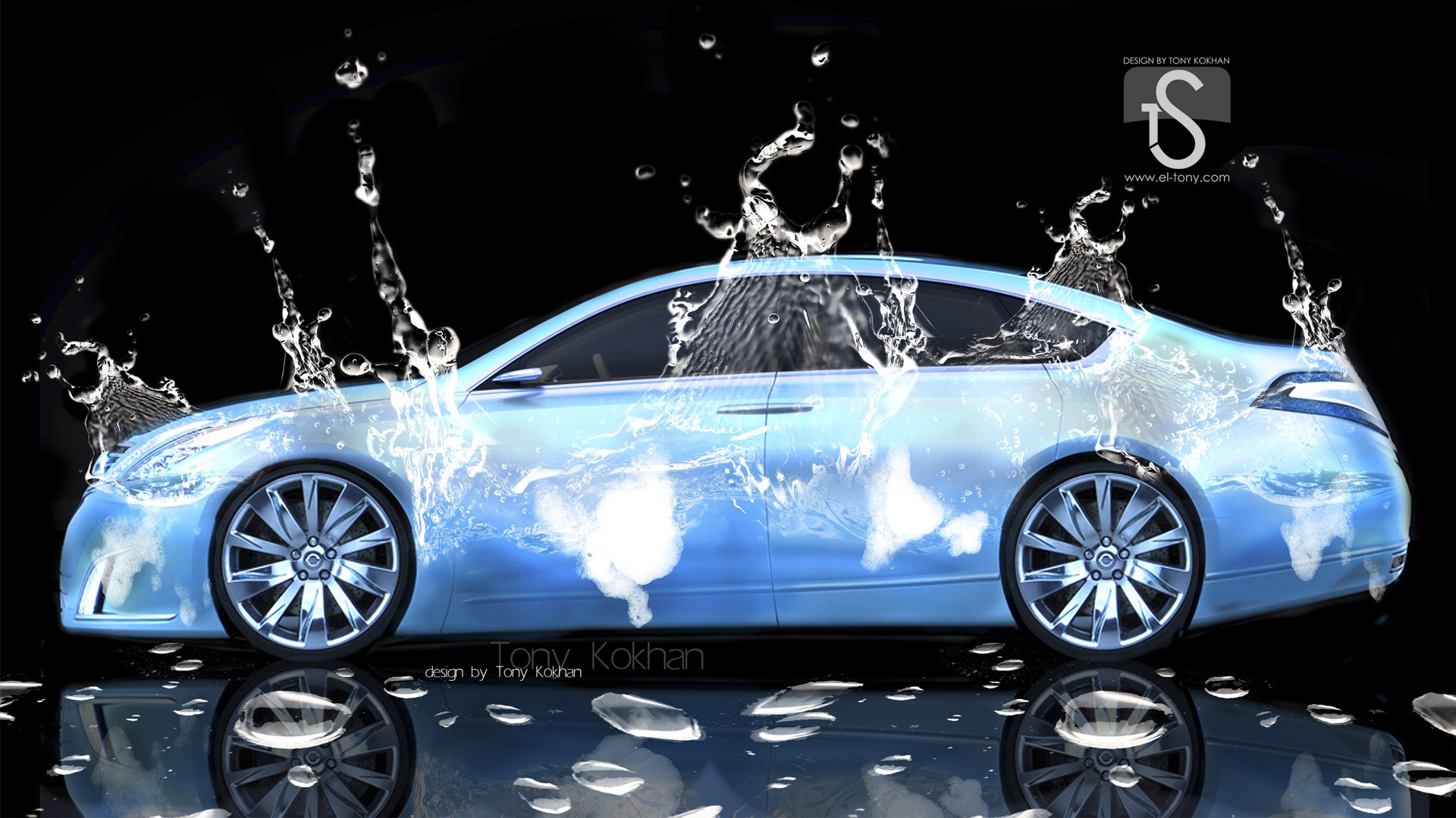 물 방울 스플래시, 아름다운 차 크리 에이 티브 디자인 배경 화면 #4 - 1920x1080