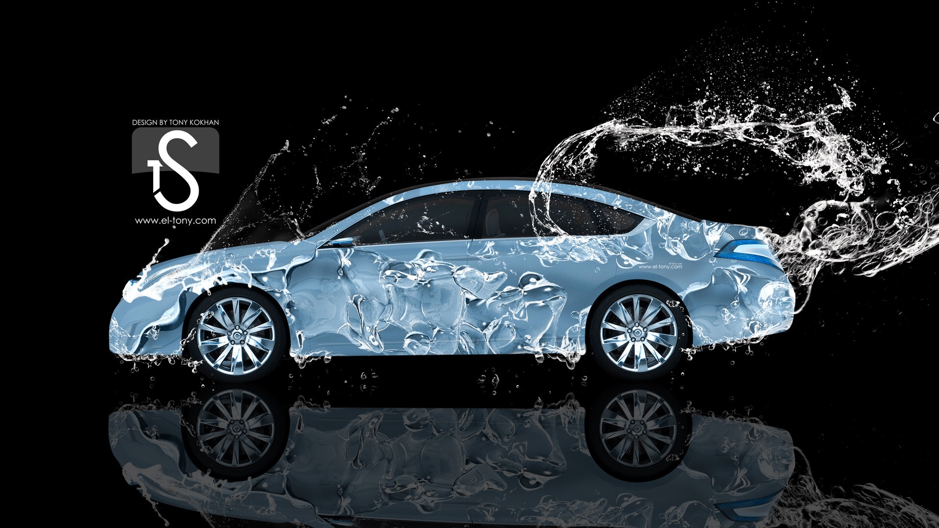 Water drops splash, beautiful car creative design wallpaper #15 - 1920x1080