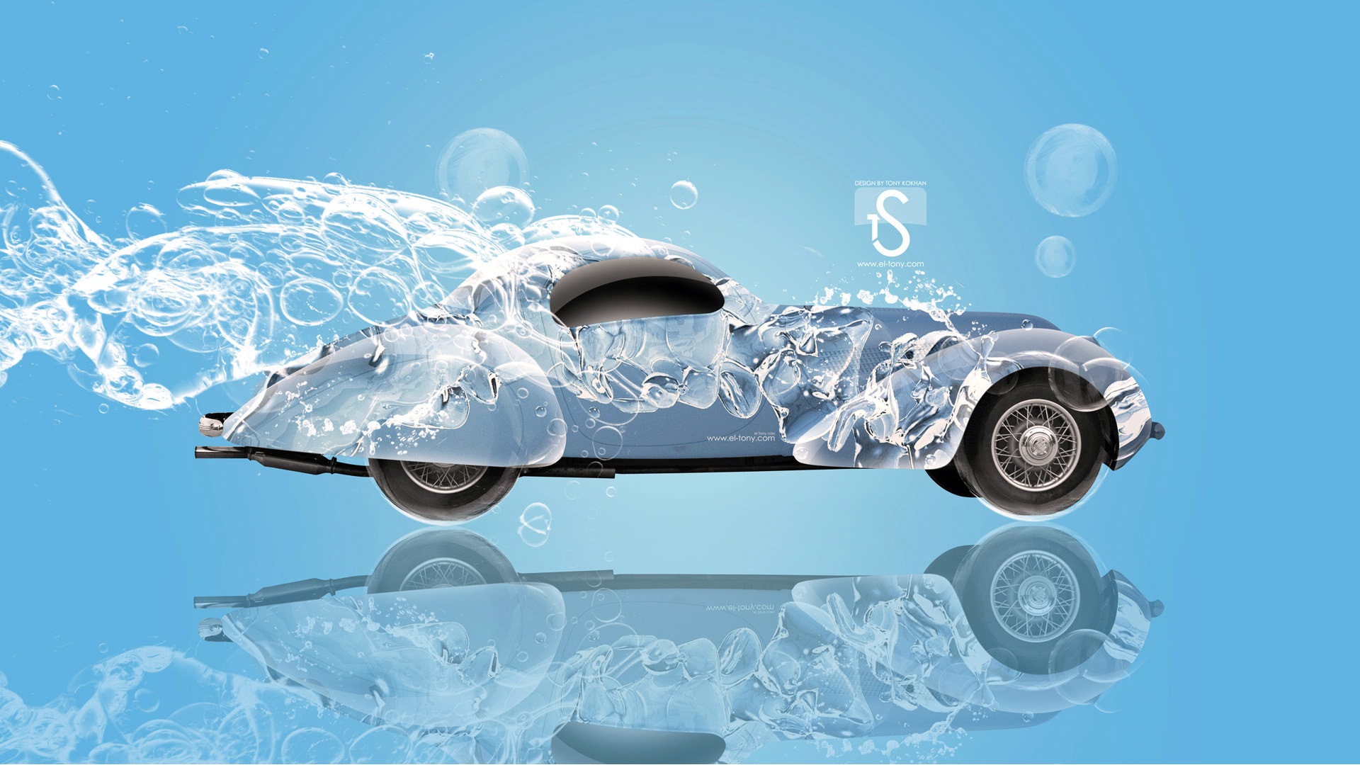 Water drops splash, beautiful car creative design wallpaper #24 - 1920x1080
