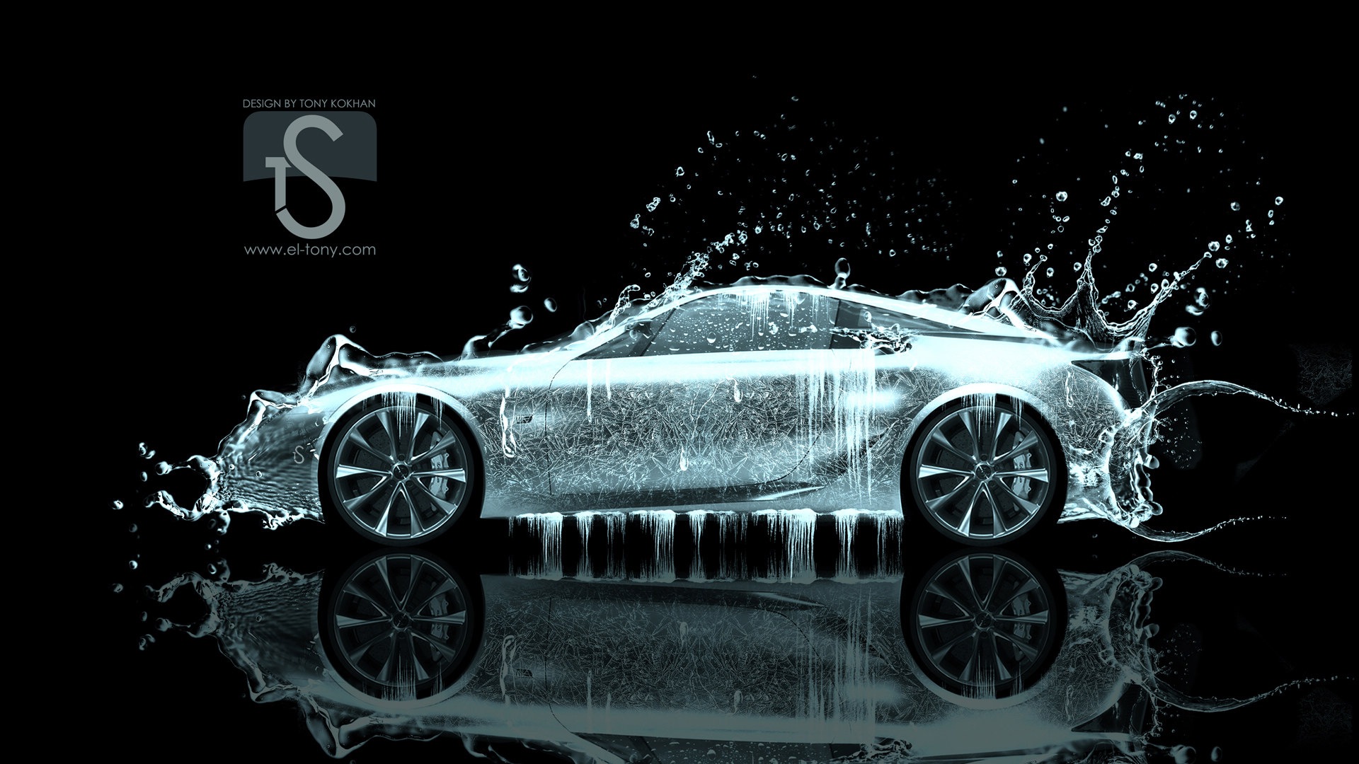 Water drops splash, beautiful car creative design wallpaper #26 - 1920x1080
