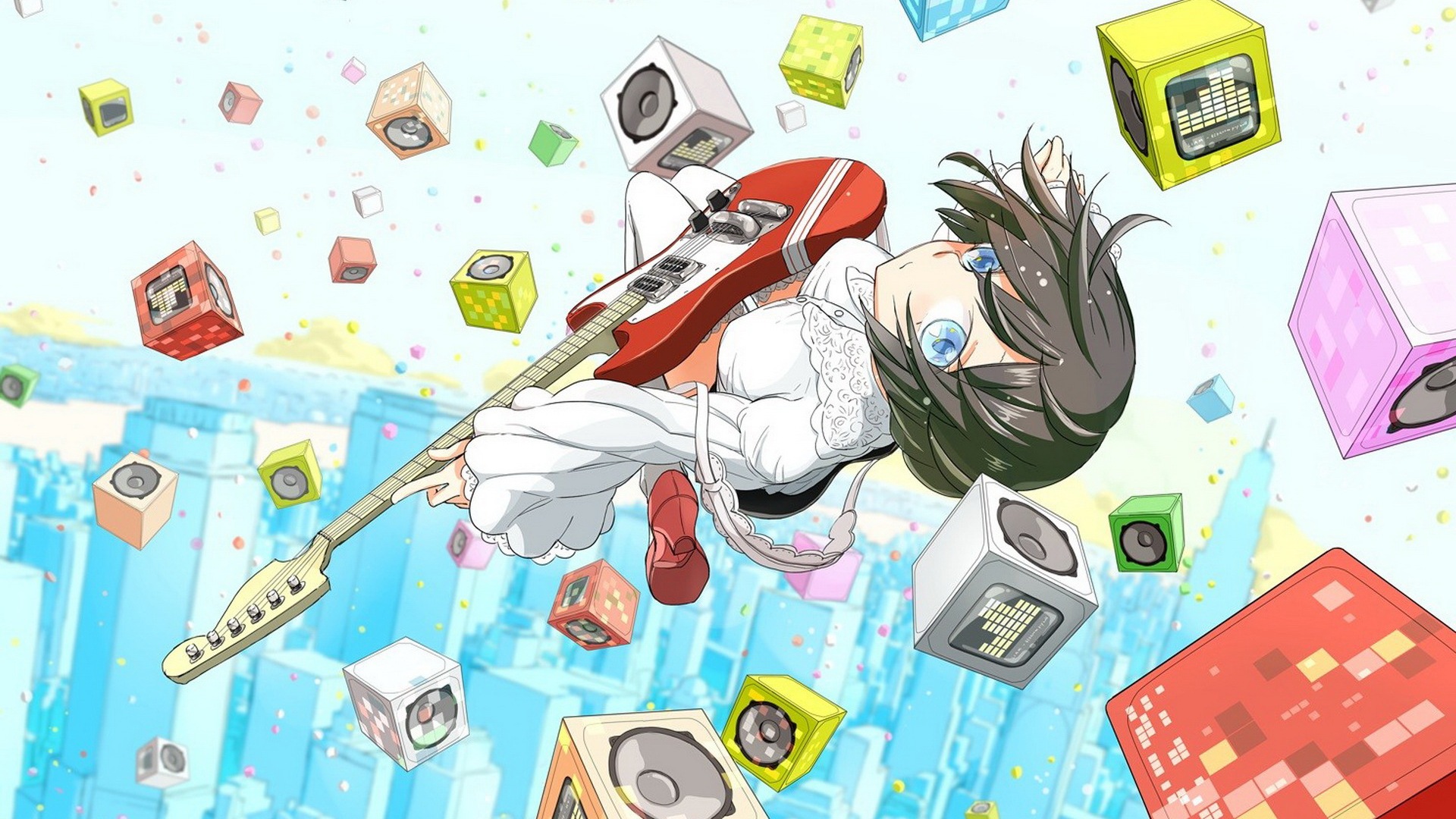 Hudební kytara Anime girl HD tapety na plochu #13 - 1920x1080