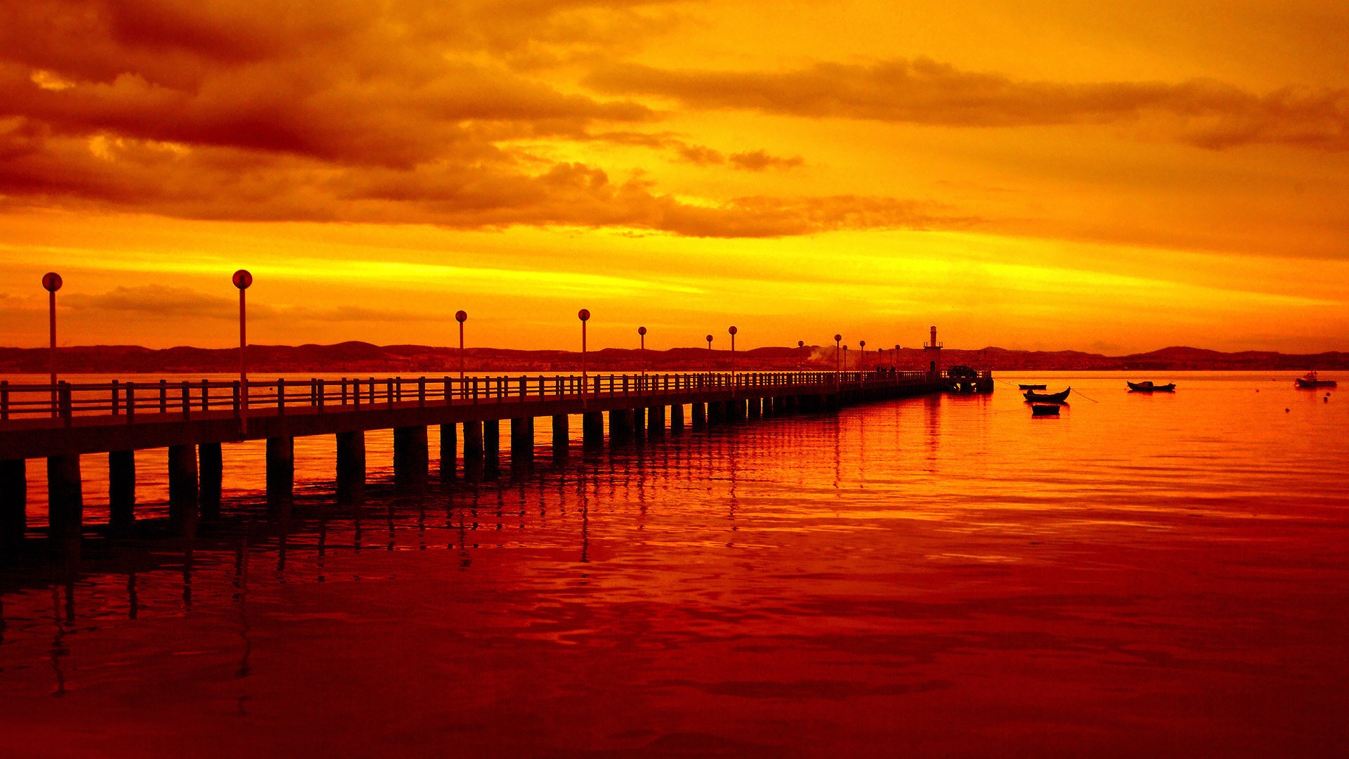 Costa del muelle al atardecer paisaje HD wallpaper #20 - 1920x1080