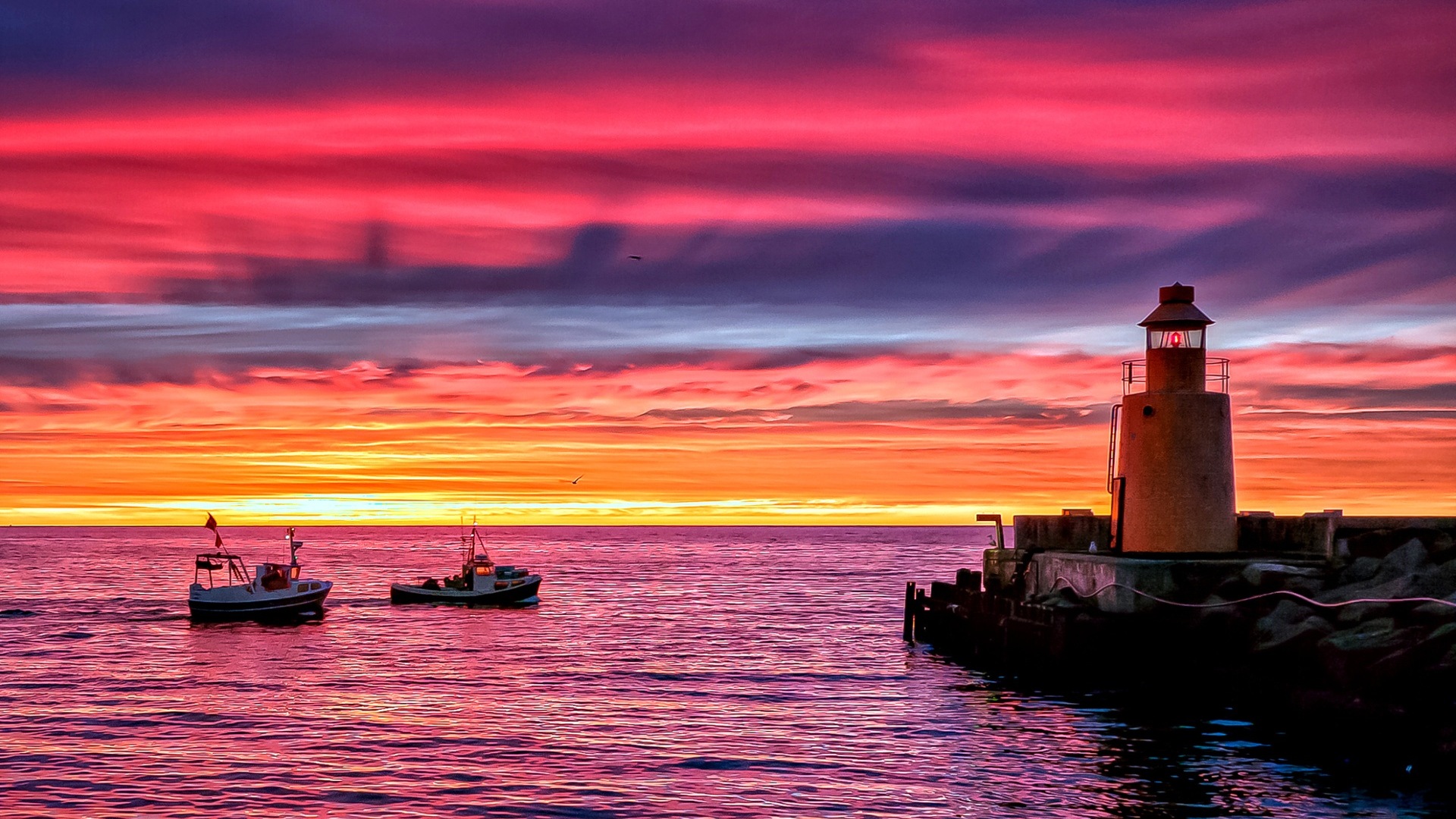 Costa del muelle al atardecer paisaje HD wallpaper #13 - 1920x1080