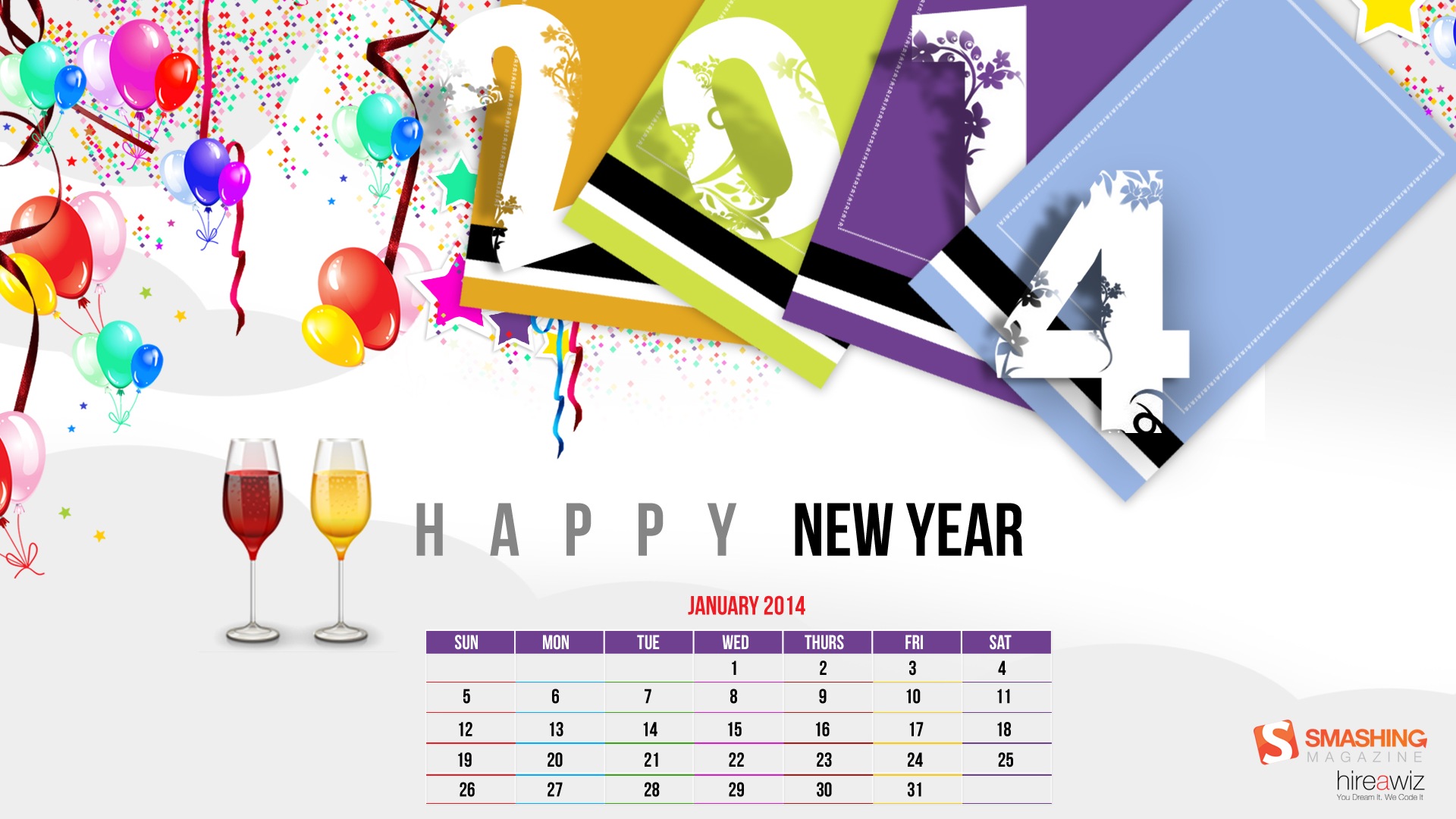 Januar 2014 Kalender Wallpaper (2) #5 - 1920x1080