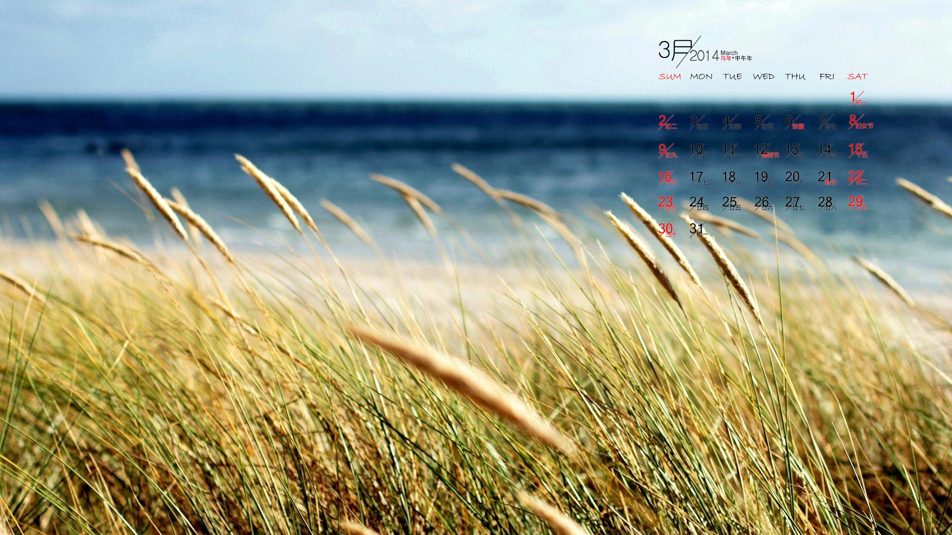 2014年3月 月曆壁紙(一) #5 - 1920x1080