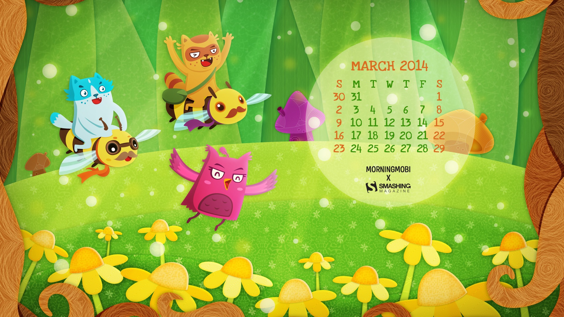 2014年3月 月曆壁紙(一) #16 - 1920x1080
