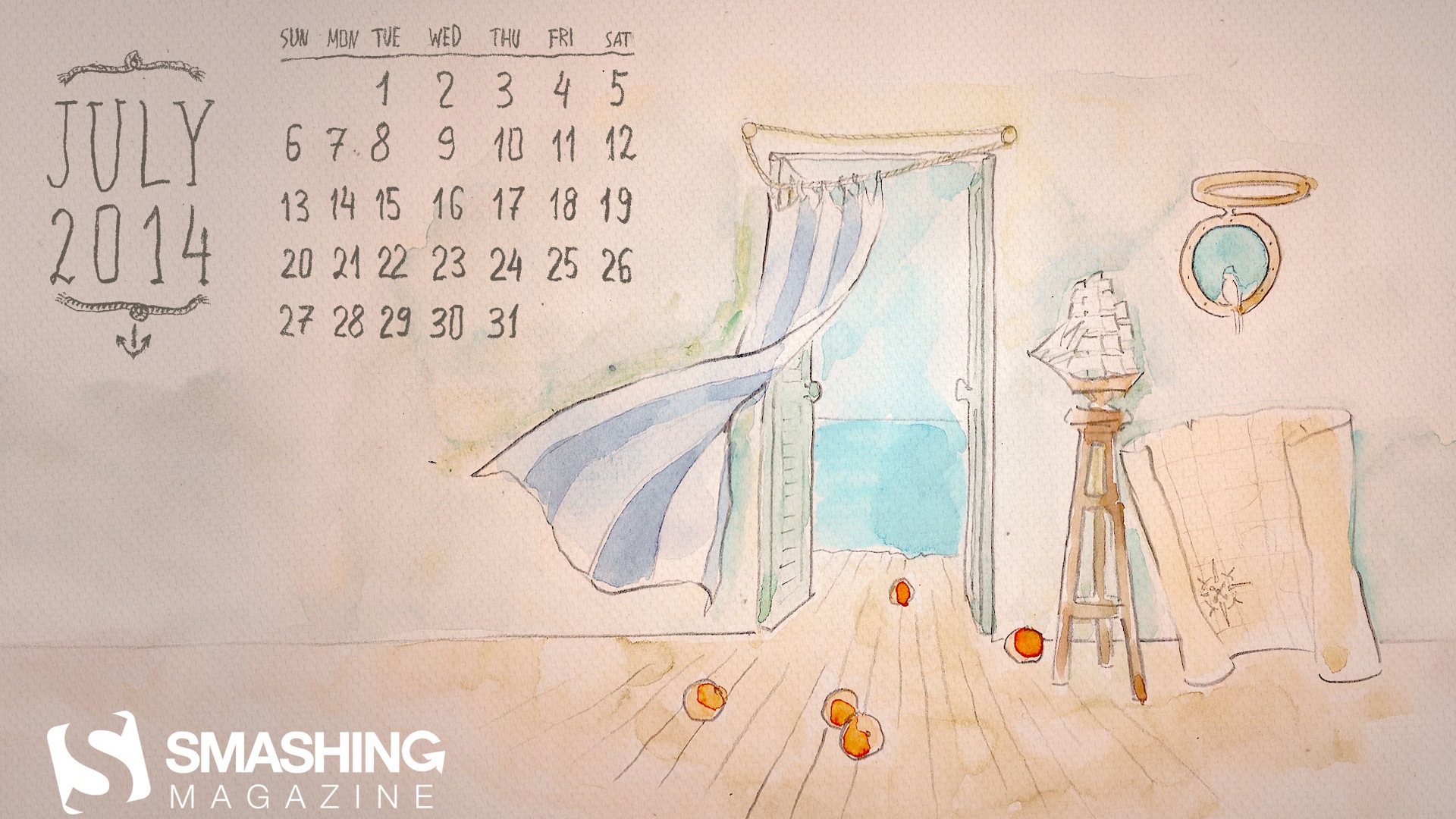 2014年7月 月曆壁紙(一) #11 - 1920x1080