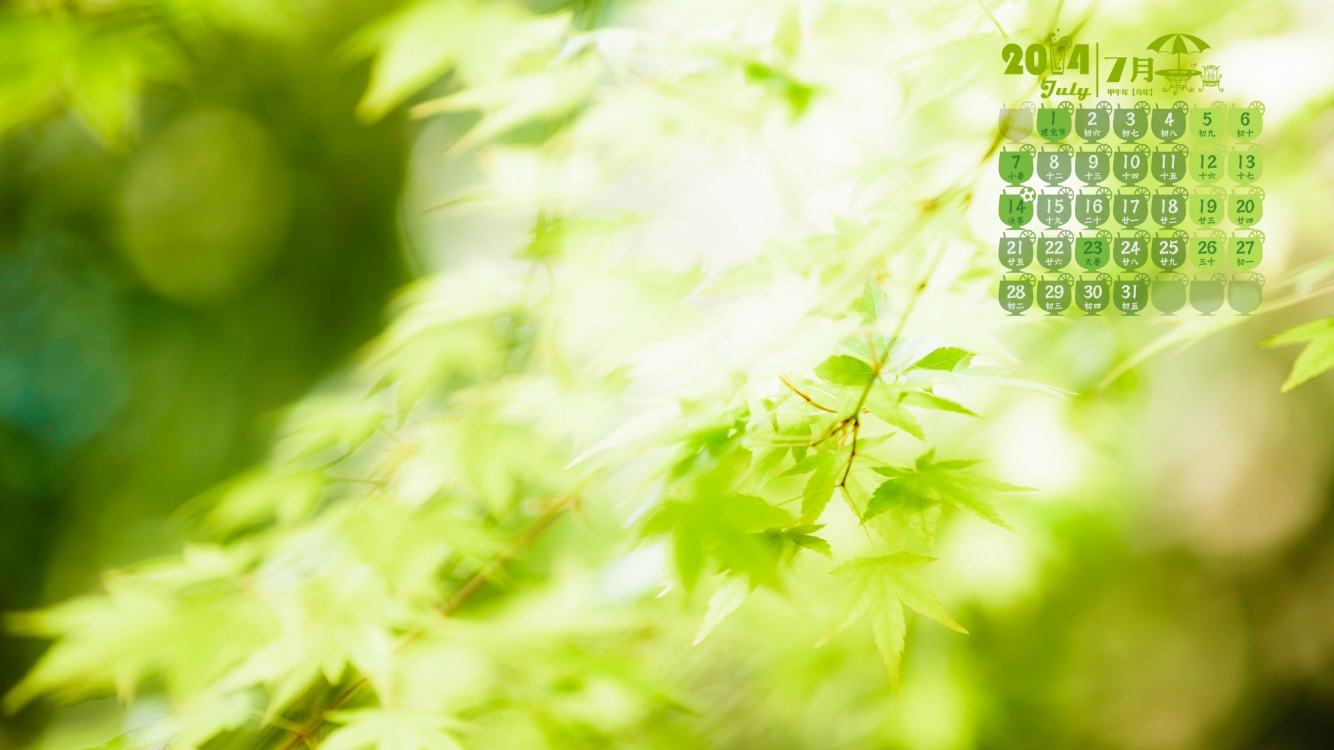 2014年7月 月曆壁紙(一) #14 - 1920x1080