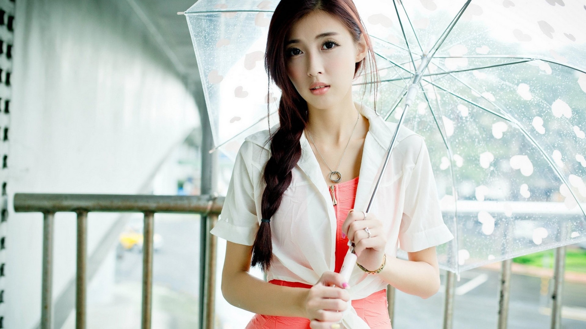 Rainy day pure girl HD wallpaper #2 - 1920x1080