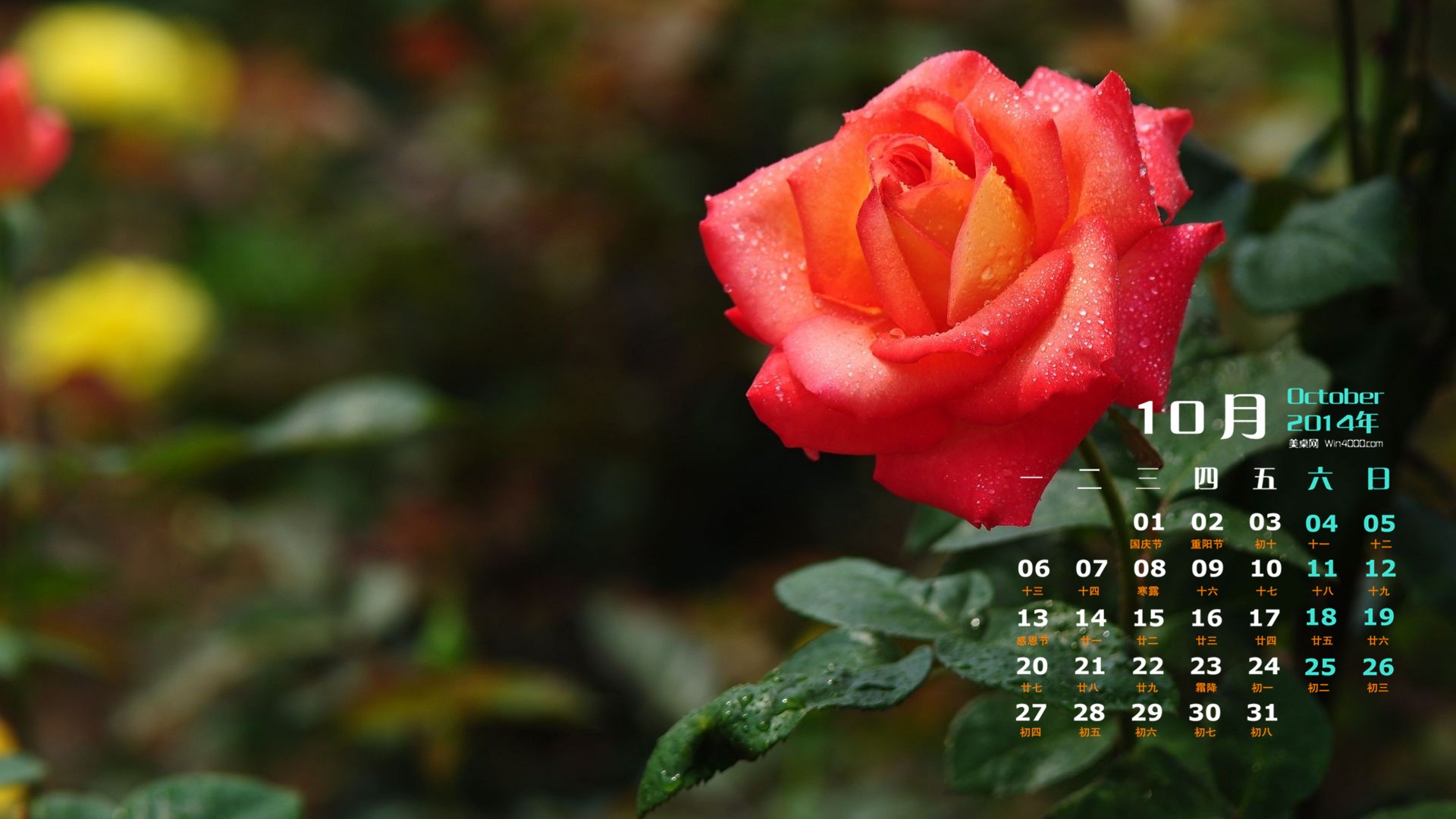 2014年10月 月曆壁紙(一) #12 - 1920x1080