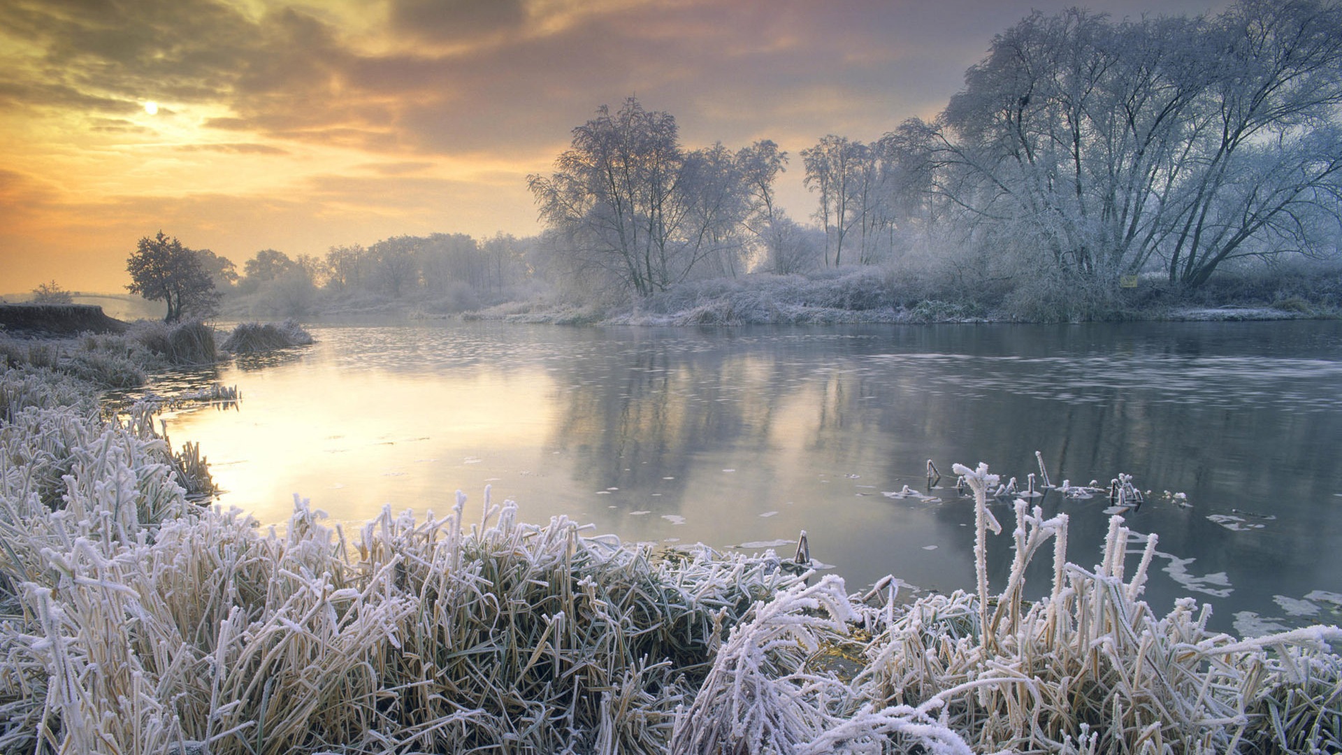 Hiver, neige, montagnes, lacs, arbres, routes fonds d'écran HD #8 - 1920x1080