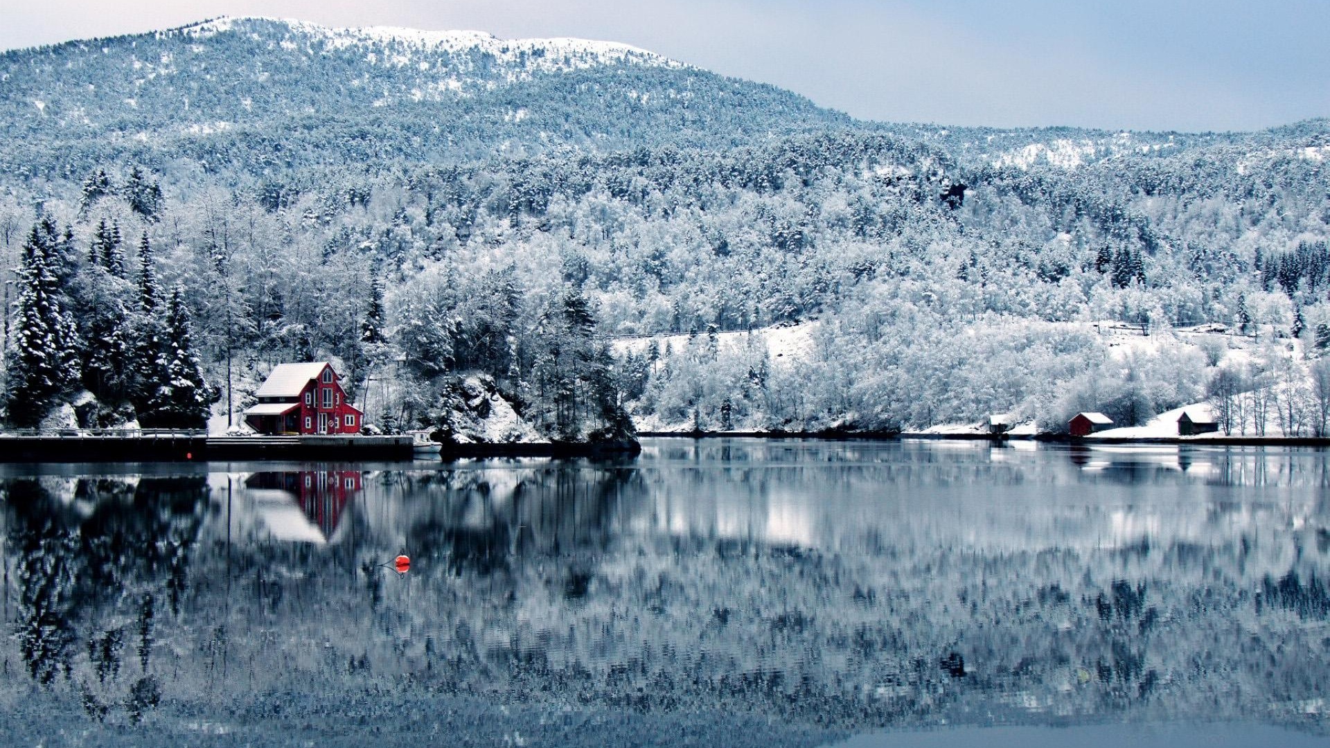 Hiver, neige, montagnes, lacs, arbres, routes fonds d'écran HD #11 - 1920x1080