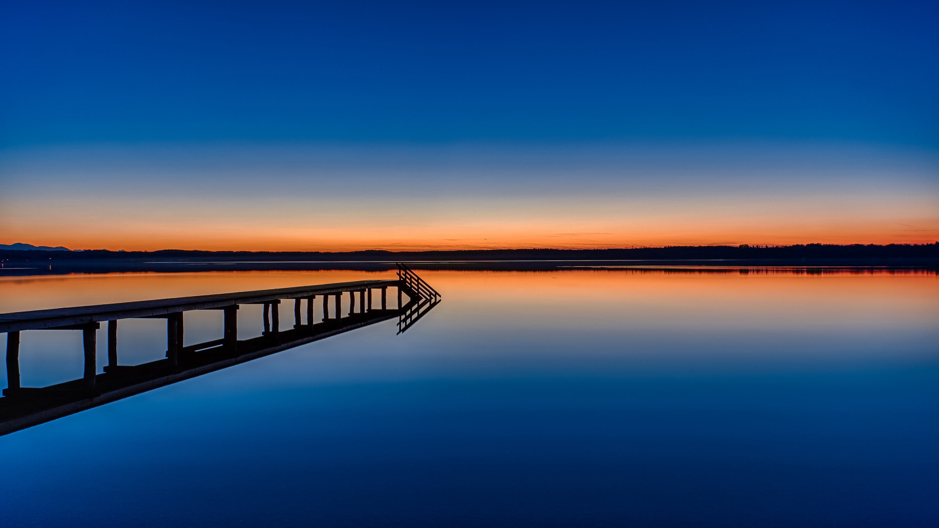 Lake et promenade au crépuscule vues fonds d'écran HD #12 - 1920x1080