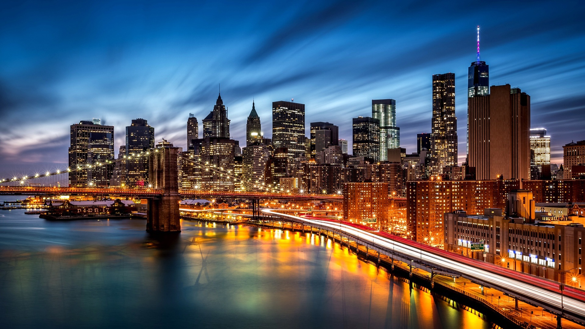 Empire State Building in New York, city night HD wallpapers #1 - 1920x1080