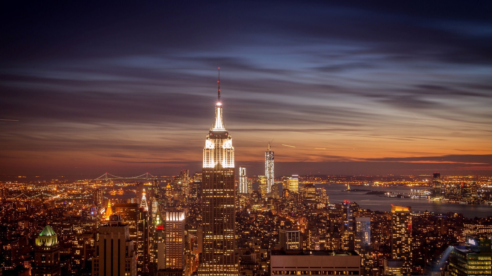 Empire State Building à New York, ville la nuit fonds d'écran HD #13 - 1920x1080