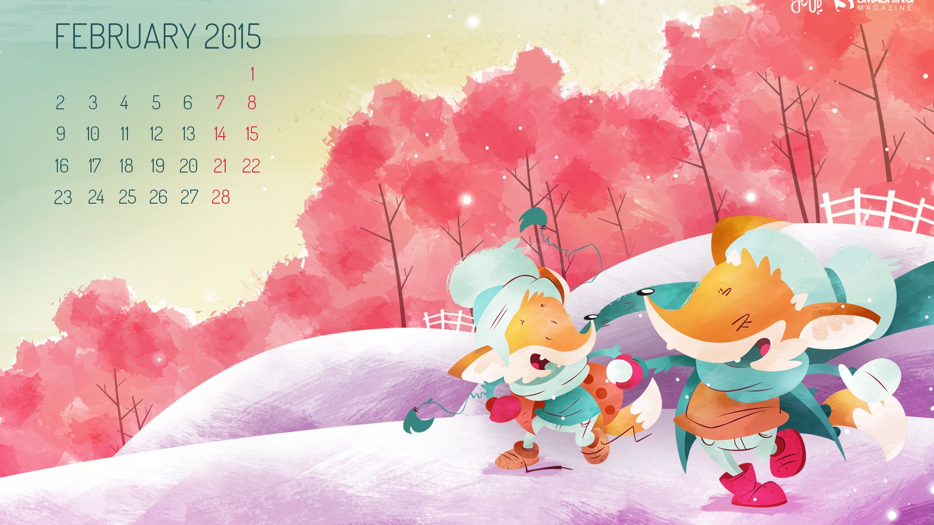 2015年2月 月历壁纸(二)1 - 1920x1080